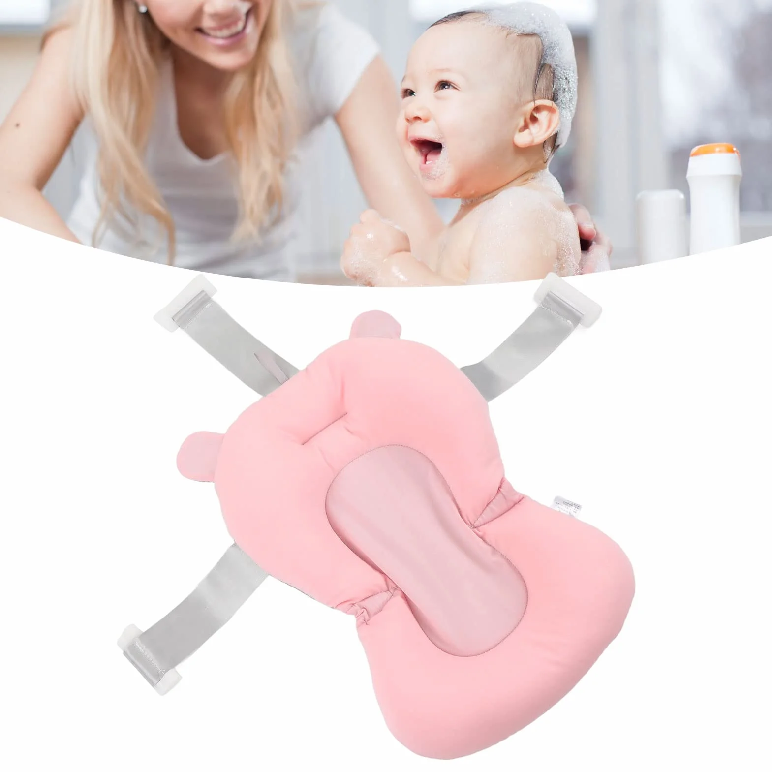 Coussin de Siège de Bain pour Bébé Nouveau-Né Ours Rose
