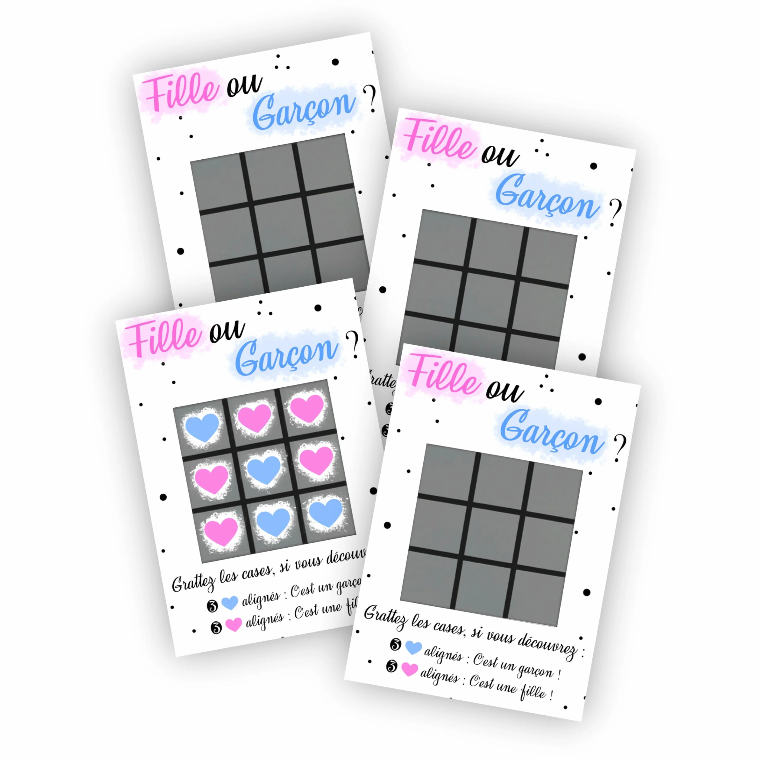 Cartes à Gratter Morpion Annonce Sexe Bébé Lot de 4 Garçon
