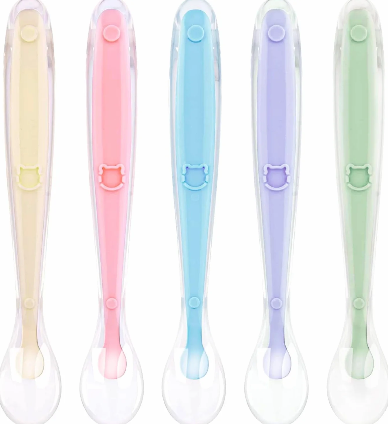 Vicloon Cuillère Bébé Silicone 5PCS Ensemble Cuillères Tout-petits Sans BPA