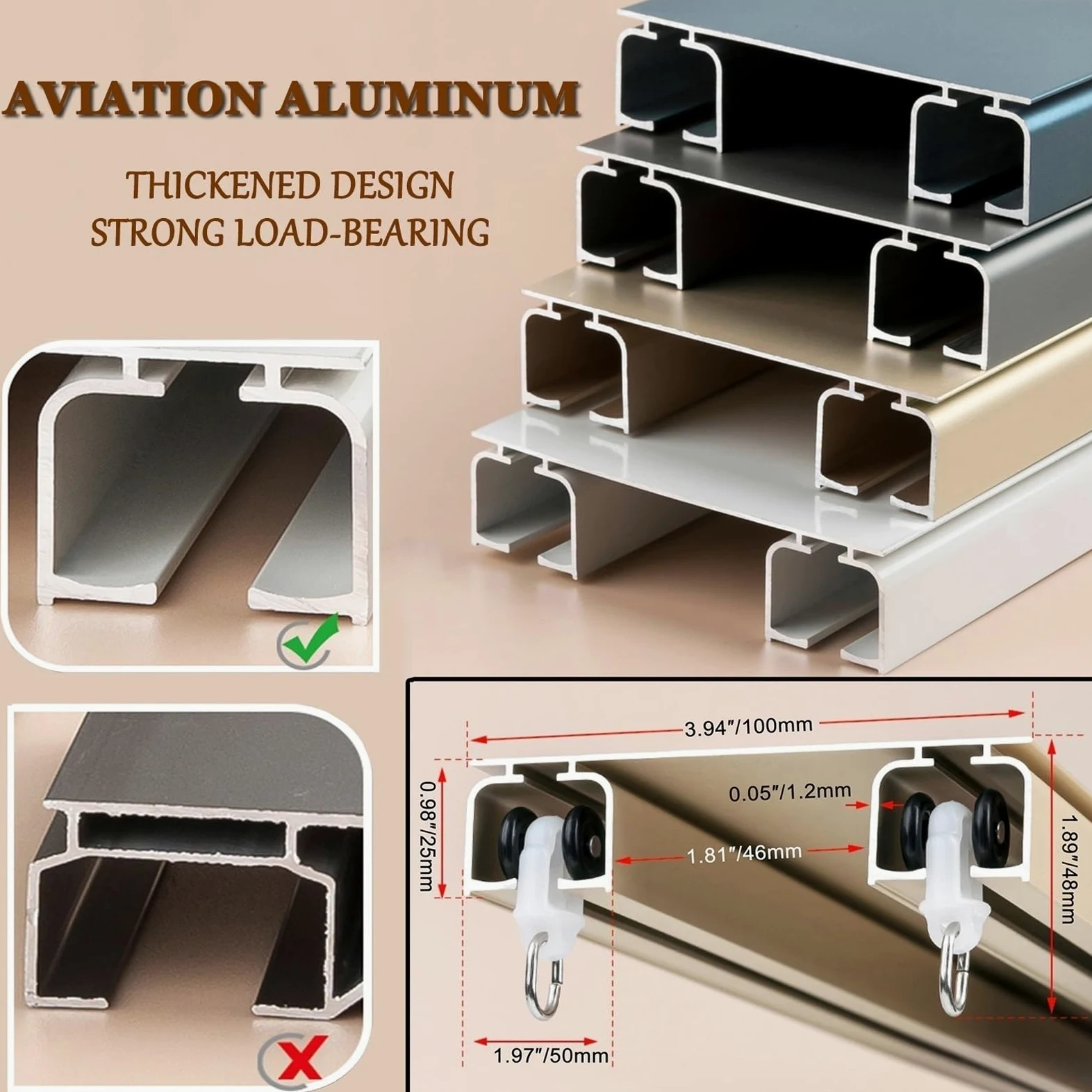 Tringle à rideaux double robuste de luxe idéale pour les cloisons de séparation de pièce – Double rail de haute qualité