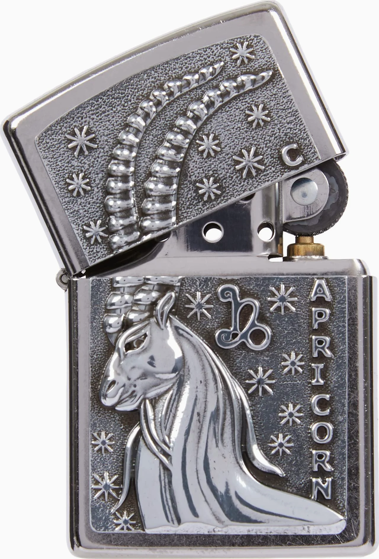 Zippo Briquet tempête – Motif Signe du Zodiaque Capricorne Street Chrome, emblème – Rechargeable – Réutilisable – Design Coupe-Vent – Boîte Cadeau – Fabriqué aux États-Unis