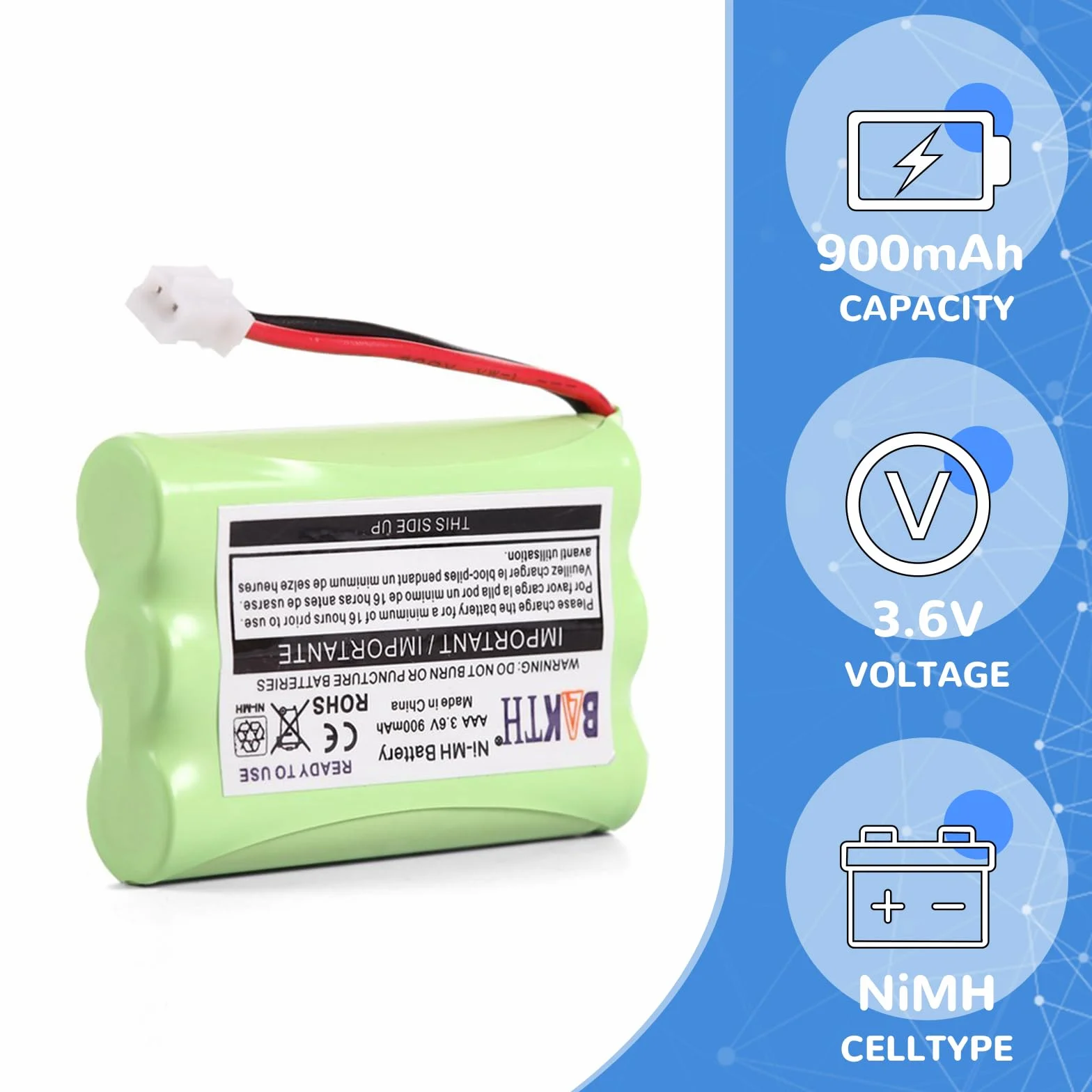 Batterie 3.6V 900mAh pour Motorola Moniteurs de Bébé MBP33 MBP33S MBP36 MBP36S MBP41