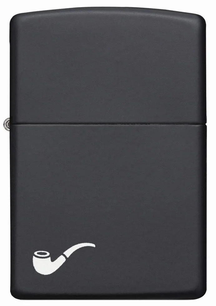 Zippo - Briquet Tempête, Noir Mat, Image Colorée De Pipe, Rechargeable, Réutilisable, Résistant Au Vent, Coffret Cadeau, Fabriqué Aux États-Unis