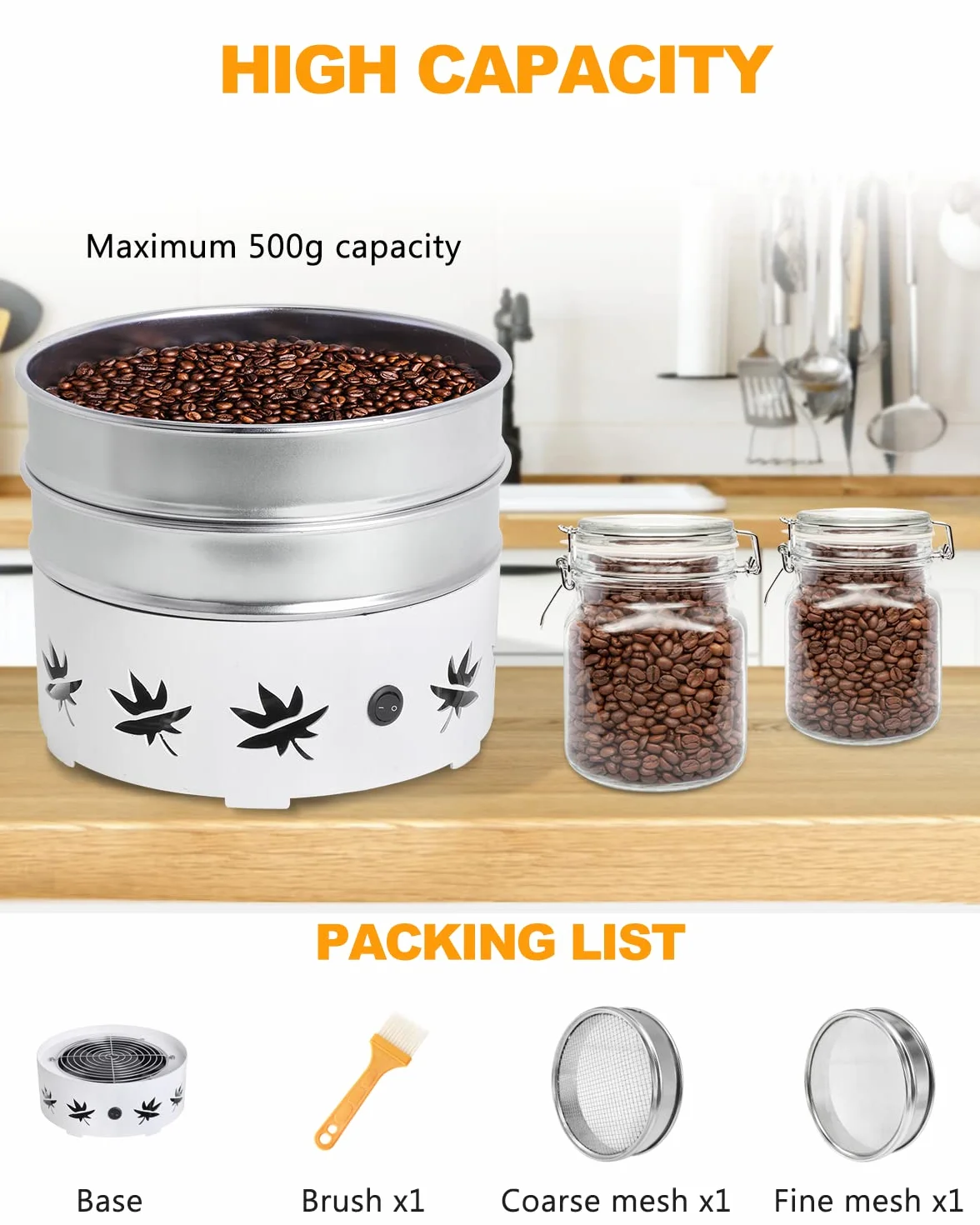 YUCHENGTECH Refroidisseur de Grains de café 500g 220V Filtre à Double Couche