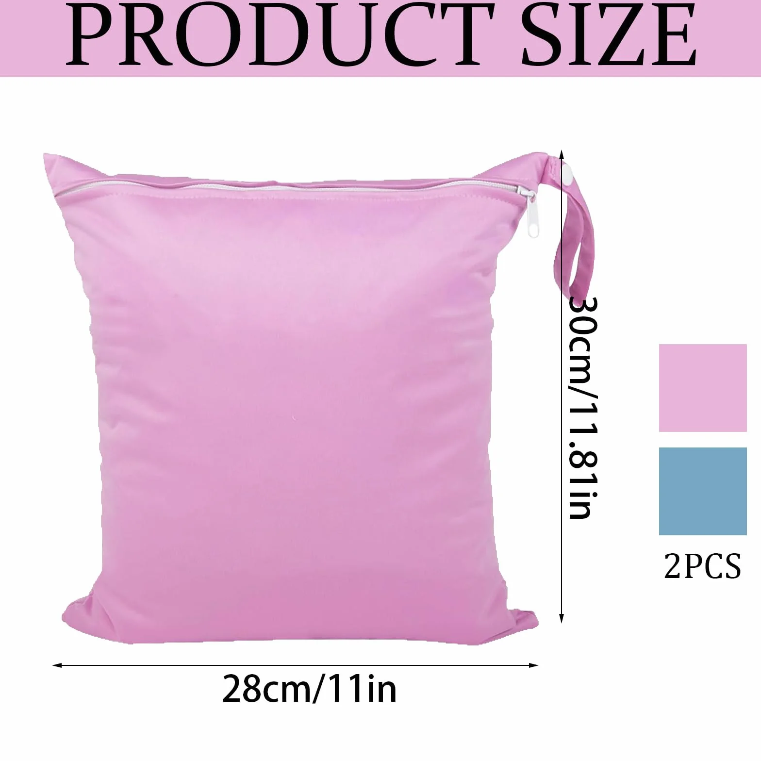 Sac Etanche 28 × 30 cm Wetbag Réutilisable pour Bébé Sports Natation Bleu et Rose