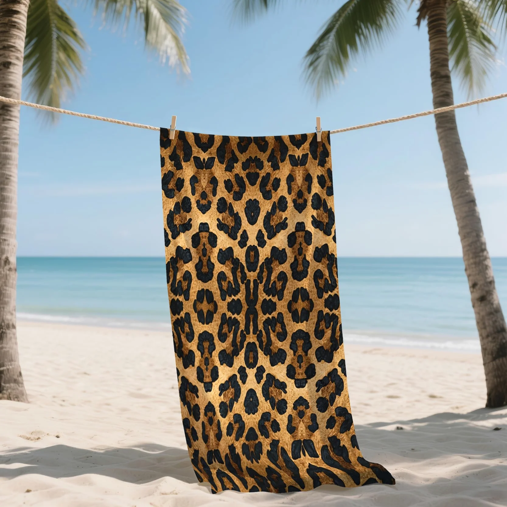 Serviette de Plage XXL Microfibre Motif Léopard Safari Léopard, Drap de Plage Séchage Rapide Anti Sable & Légère, Serviette de Bain Grande Taille 150x200 cm, Accessoire & Cadeau été
