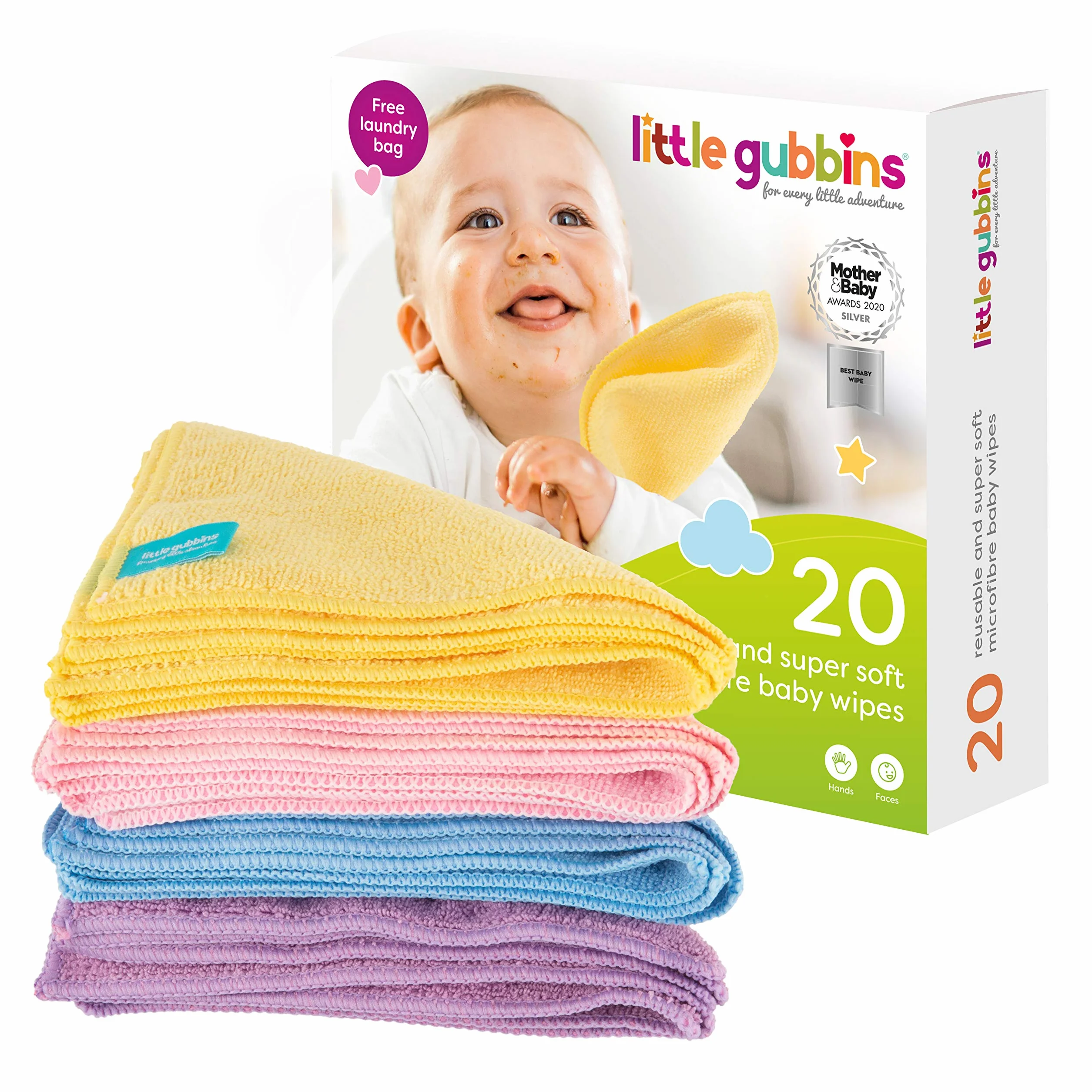 Little Gubbins Lingettes Bébé Microfibres 20 sztuk Paquet