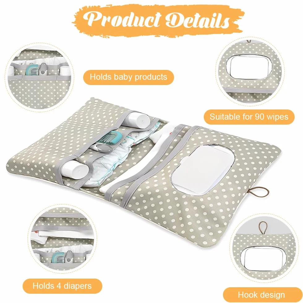 Sac à Couches Lavable 2 en 1 Bébé Trousse de Maquillage Organisateur à Langer Pliable