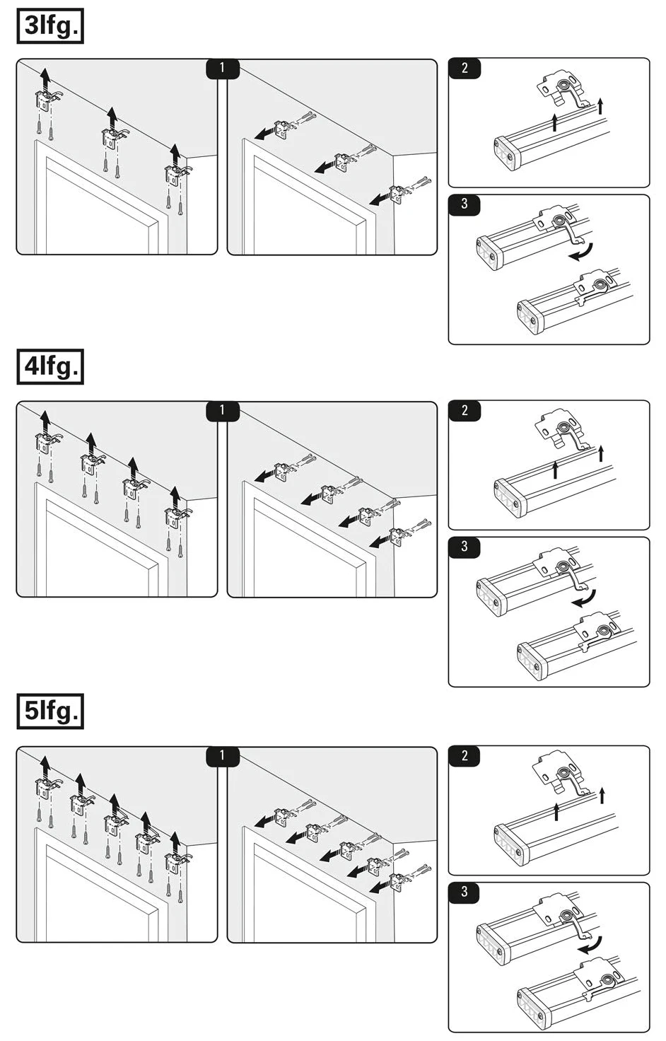 Gardinia Kit Complet Confort Rail 3 Voies pour Panneaux Japonais, Montage Mural ou au Plafond, Aluminium, 170 cm, Blanc 31176