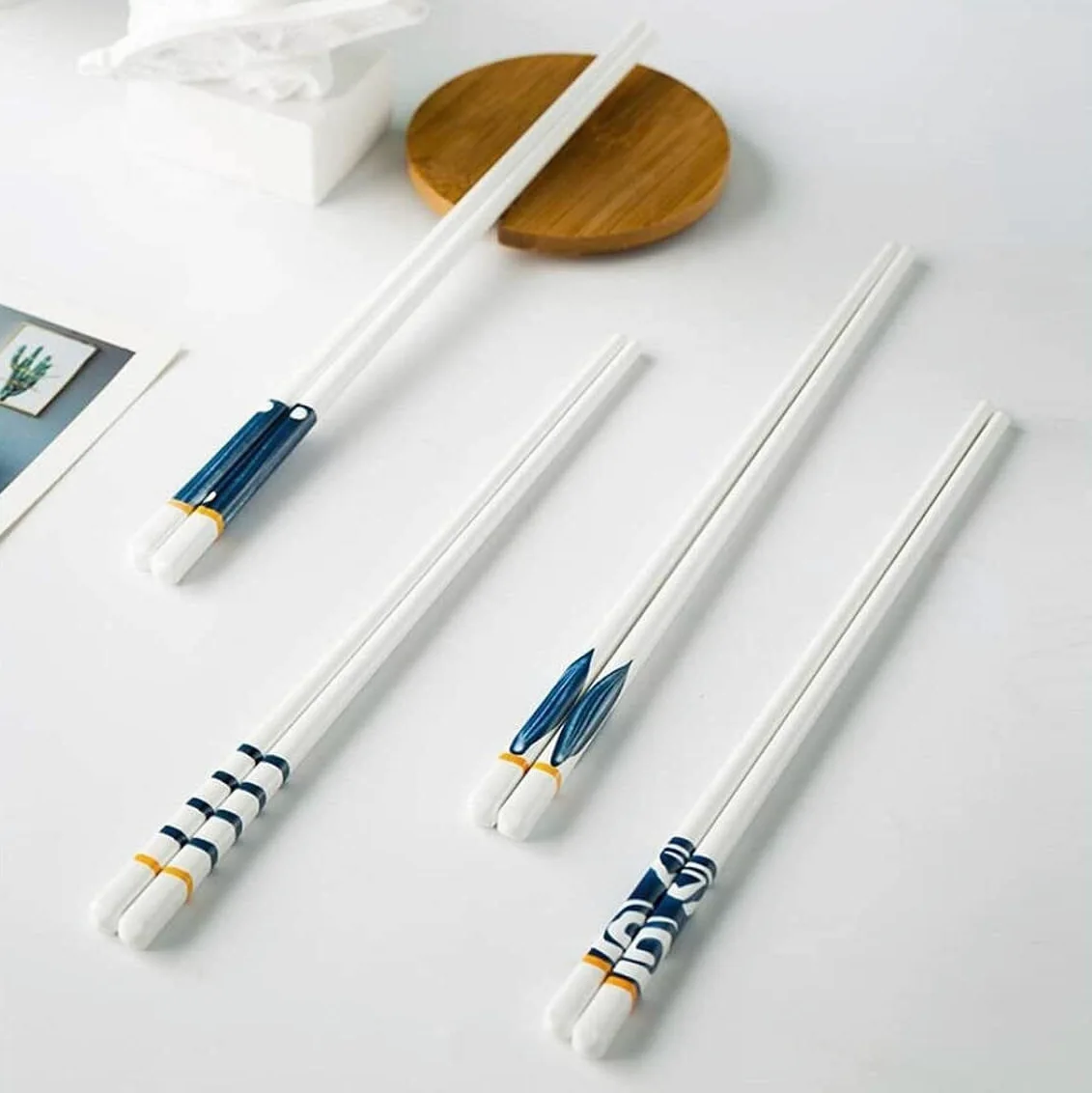 Baguettes, Baguettes Chinoises réutilisables Bêtises japonaises en céramique Couleur mélangée à Haute température Non GLIP