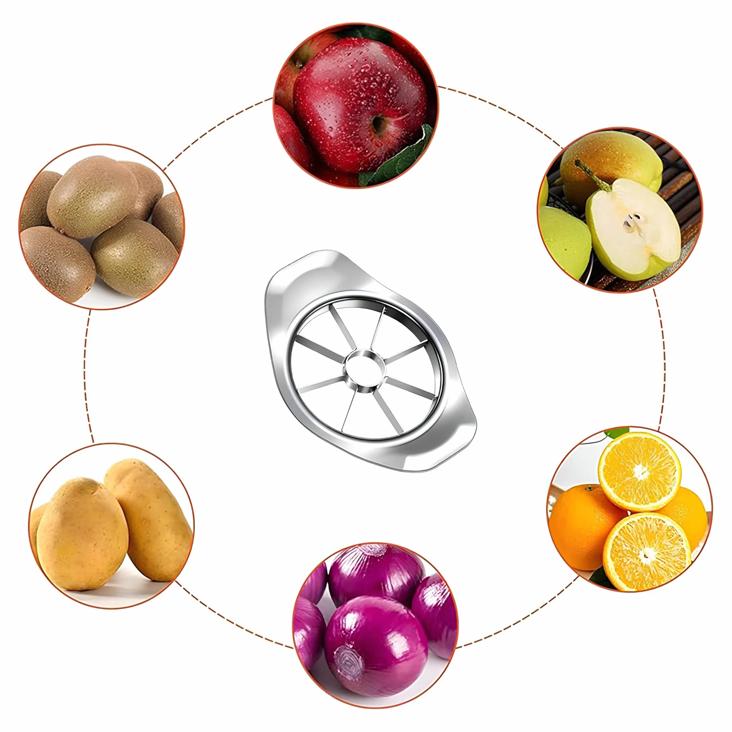 Coupe Pomme en Acier Inoxydable à 8 Lames, Éplucheur, Vide Pomme, Adapté aux Pommes et Poires