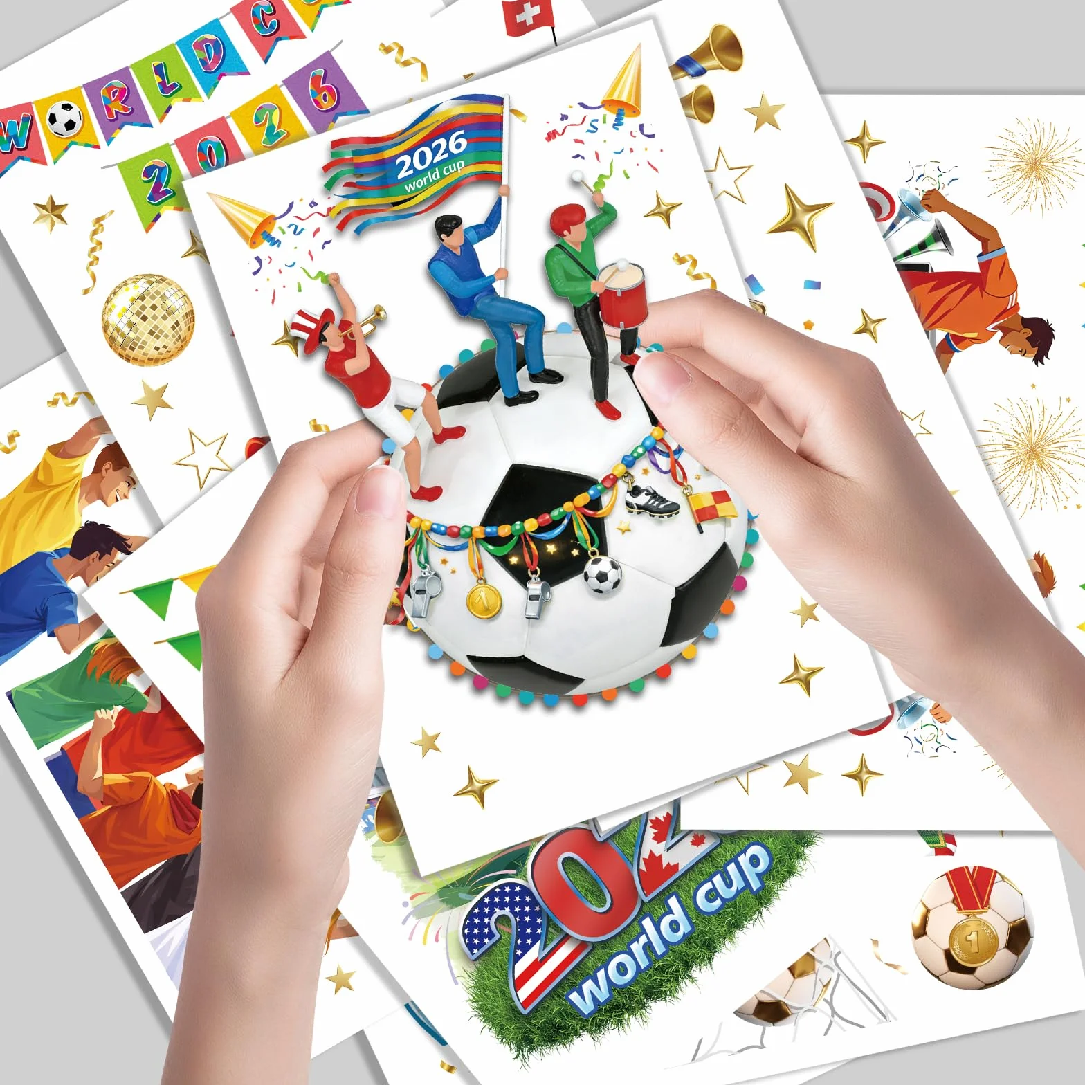 Autocollants pour Fenêtre Coupe du Monde 2026, 137Pcs Stickers Football Réutilisables