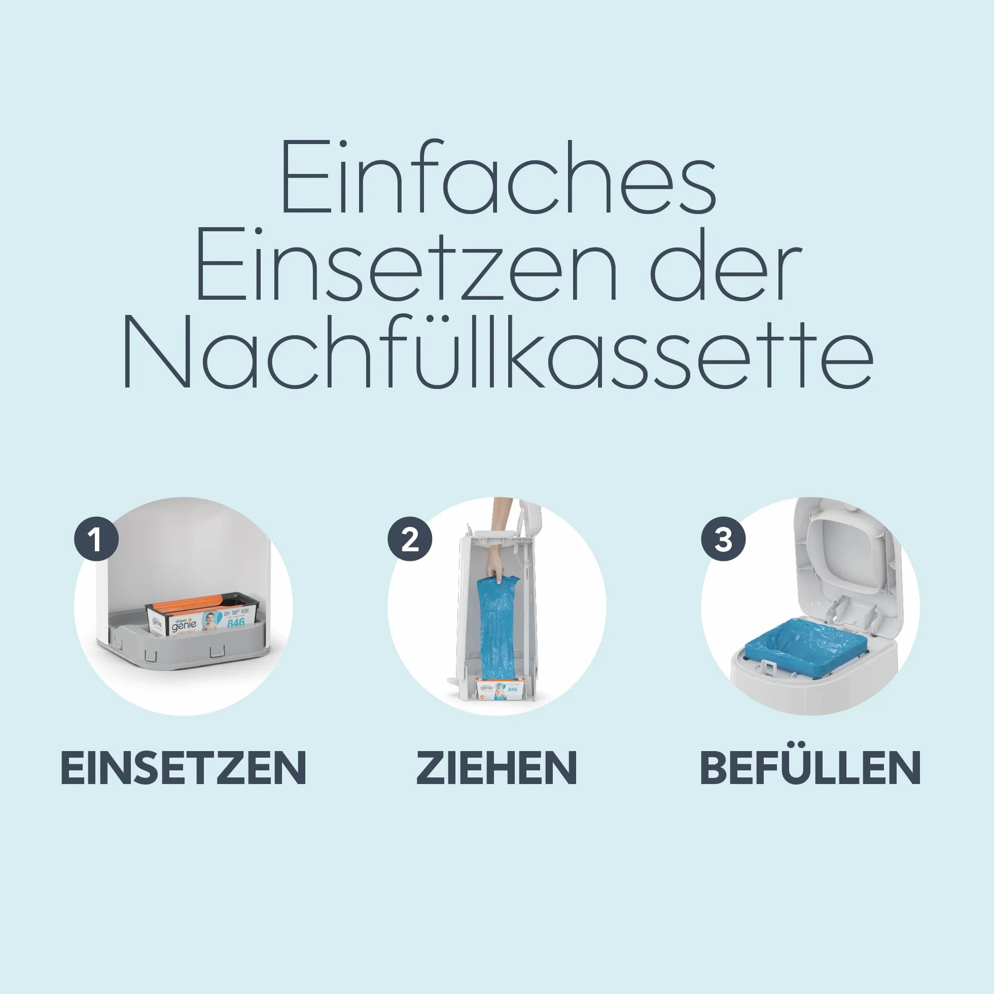 Diaper Genie Lot de 2 paquets de 18 sacs de recharge Easy Roll d'origine, compatibles poubelles à couches Platinum