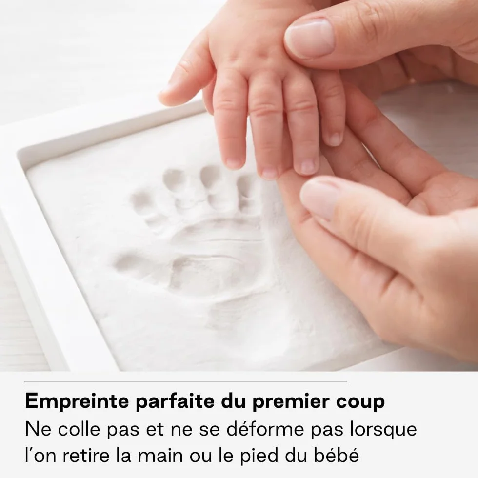 Jané Cadre Empreinte Bébé avec Photo, Argile à Modeler Séchage 24h, Souvenir Main ou Pied, Blanc