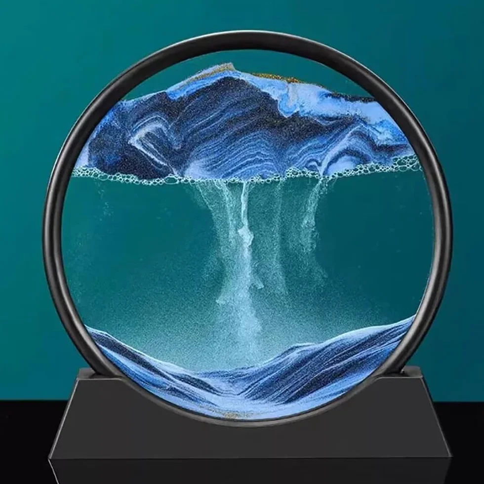 Peinture de Sable Qui Coule, Art Dynamique Sable, Décor 3D Rond pour Décoration Maison