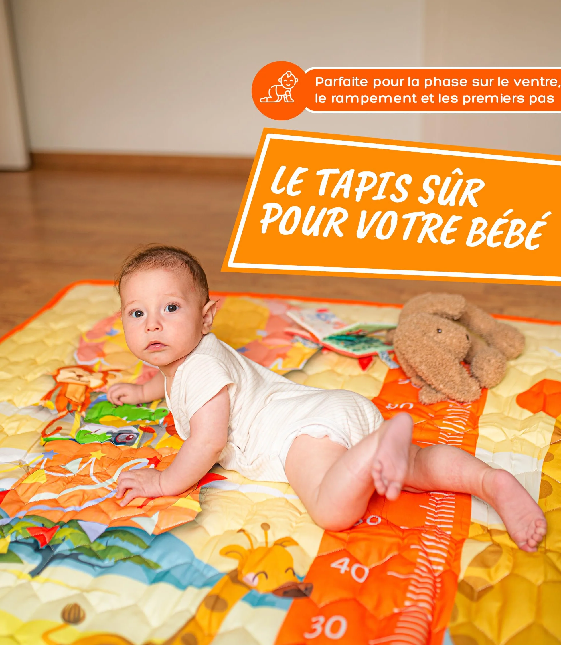 Tapis d'Éveil Pliable 120x120 cm Mousse Montessori Motricité Évolutif VALBABY