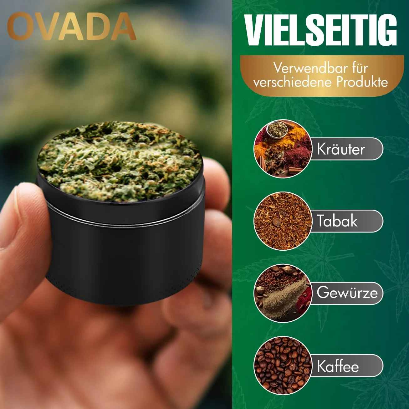 Lot de 4 broyeurs en acier inoxydable 50 mm pour épices et herbes - Noir