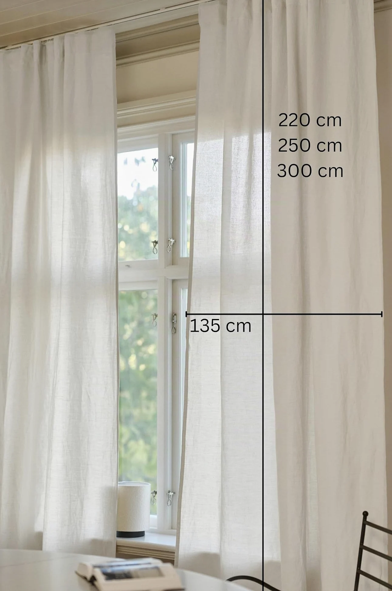 JOTEX Lina Linen-Mix Lot de 2 Rideaux Multifonctions, en Lin et Coton Semi-Transparents de qualité supérieure - Blanc Naturel - 135 x 220 cm