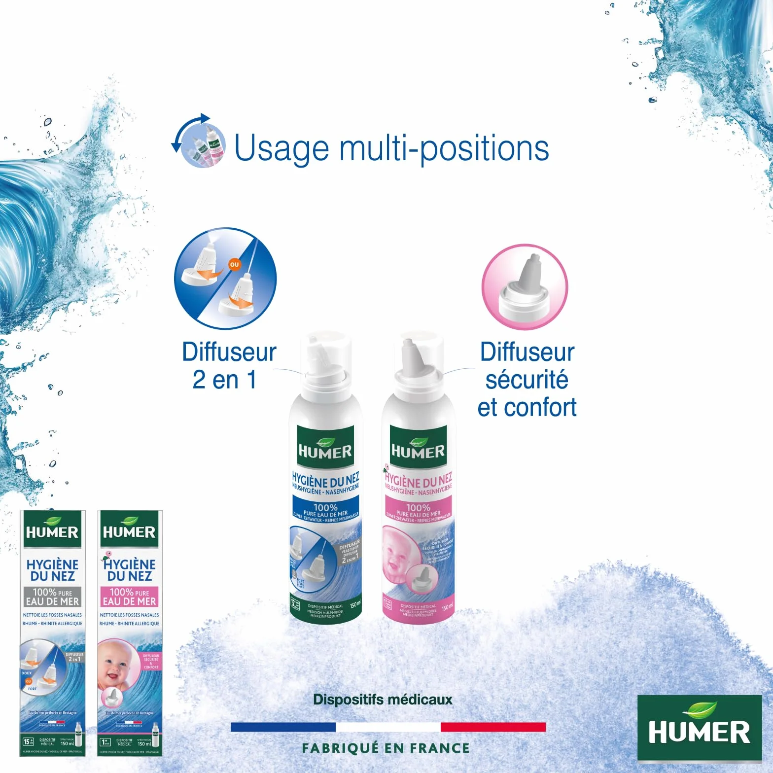 Spray nasal Hygiène du nez Adulte eau de mer 150ml
