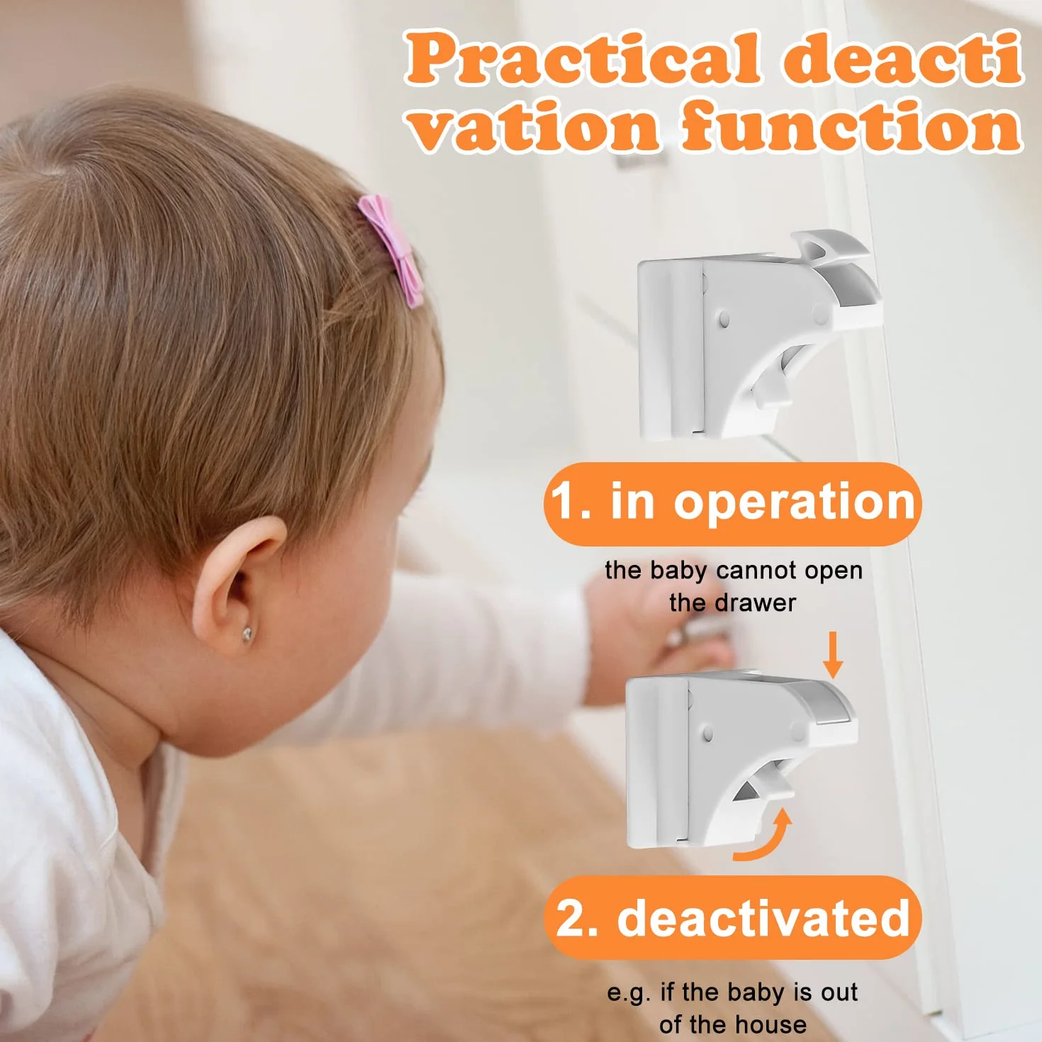 Lot de 4 serrures de sécurité pour enfants avec clé magnétique, serrure de tiroir invisible sans perçage