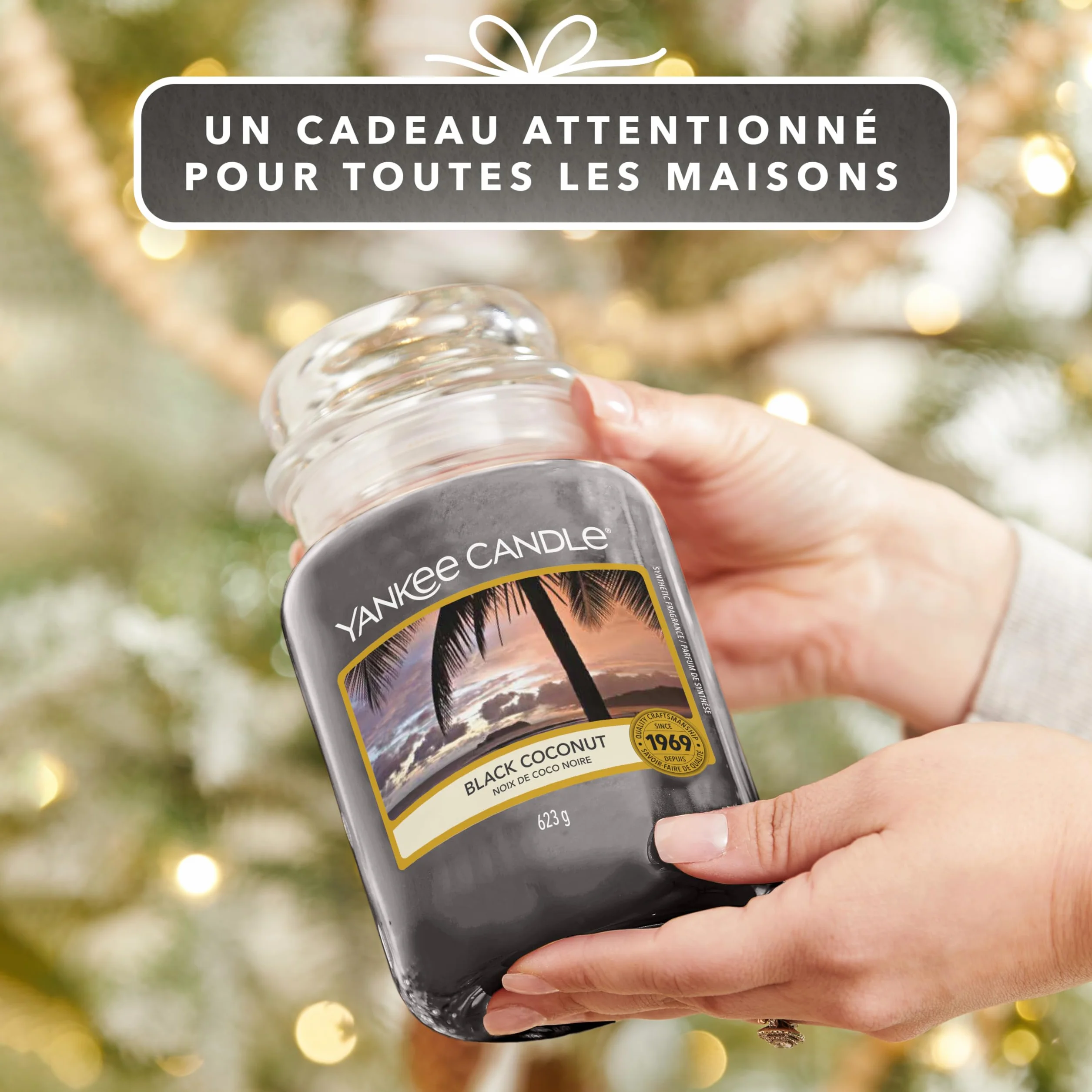 Yankee Candle Bougie Parfumée Noix de Coco Noire Jarre Longue Durée 150 Heures