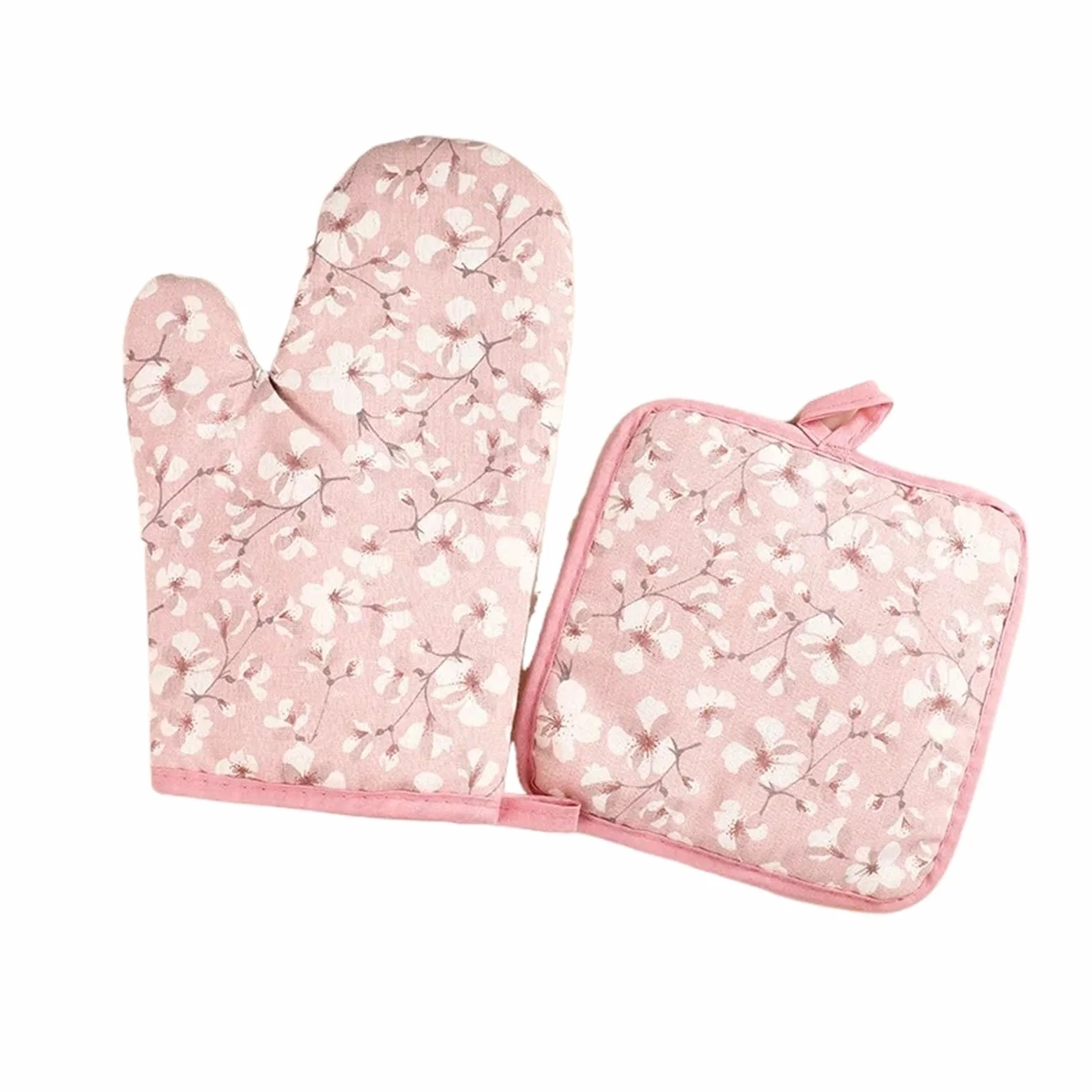MRKU Gants de Cuisine, maniques, Gants de Four, isolants pour Micro-Ondes, résistants aux Hautes températures, en Coton, Anti-brûlures (Ensemble)