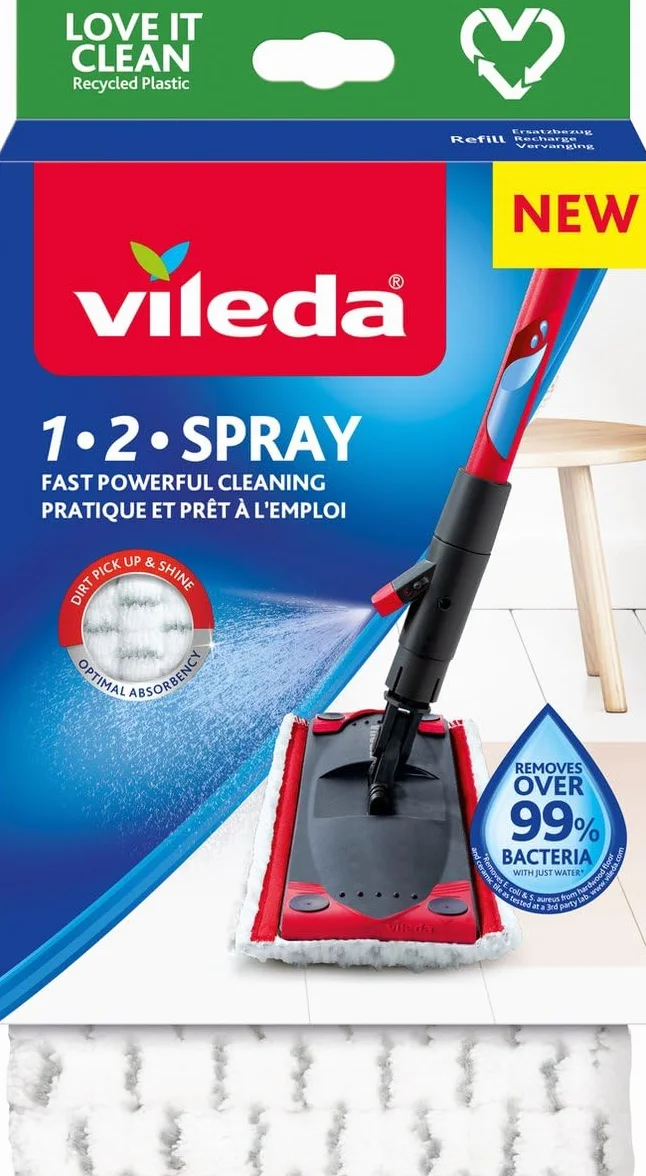 Vileda Recharge 12 Spray 100% Microfibre Compatible Balais 1-2 Spray Max Ultramax