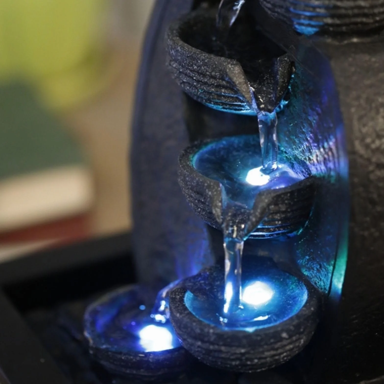 Fontaine d’Intérieur Cascade 4 Niveaux LED Effet Pierre Naturelle H 26 cm Zen'Light