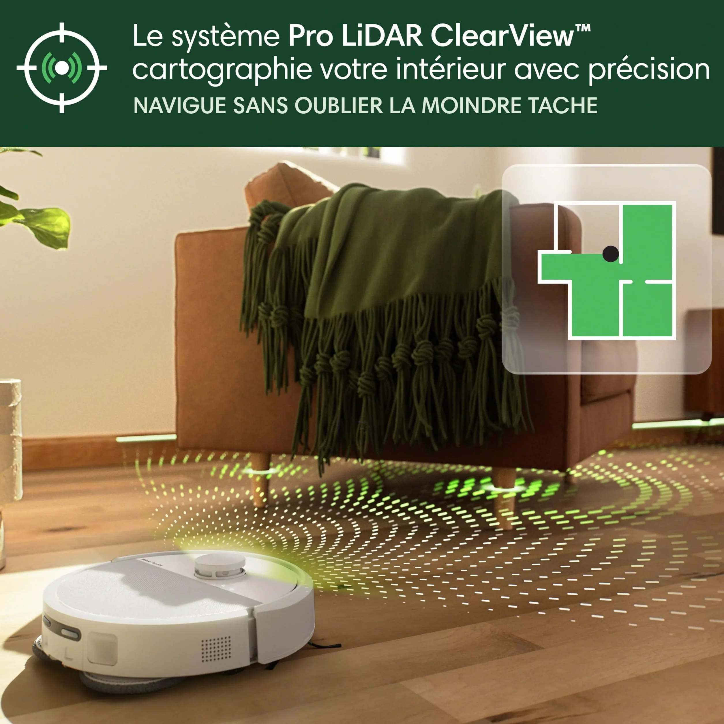 iRobot Roomba Plus 505 Combo Robot Aspirateur Laveur AutoWash Base Multifonction Lavage Séchage Air Chaud PrecisionVision IA LiDAR Clearview Pro 75 Jours Autovidage Blanc