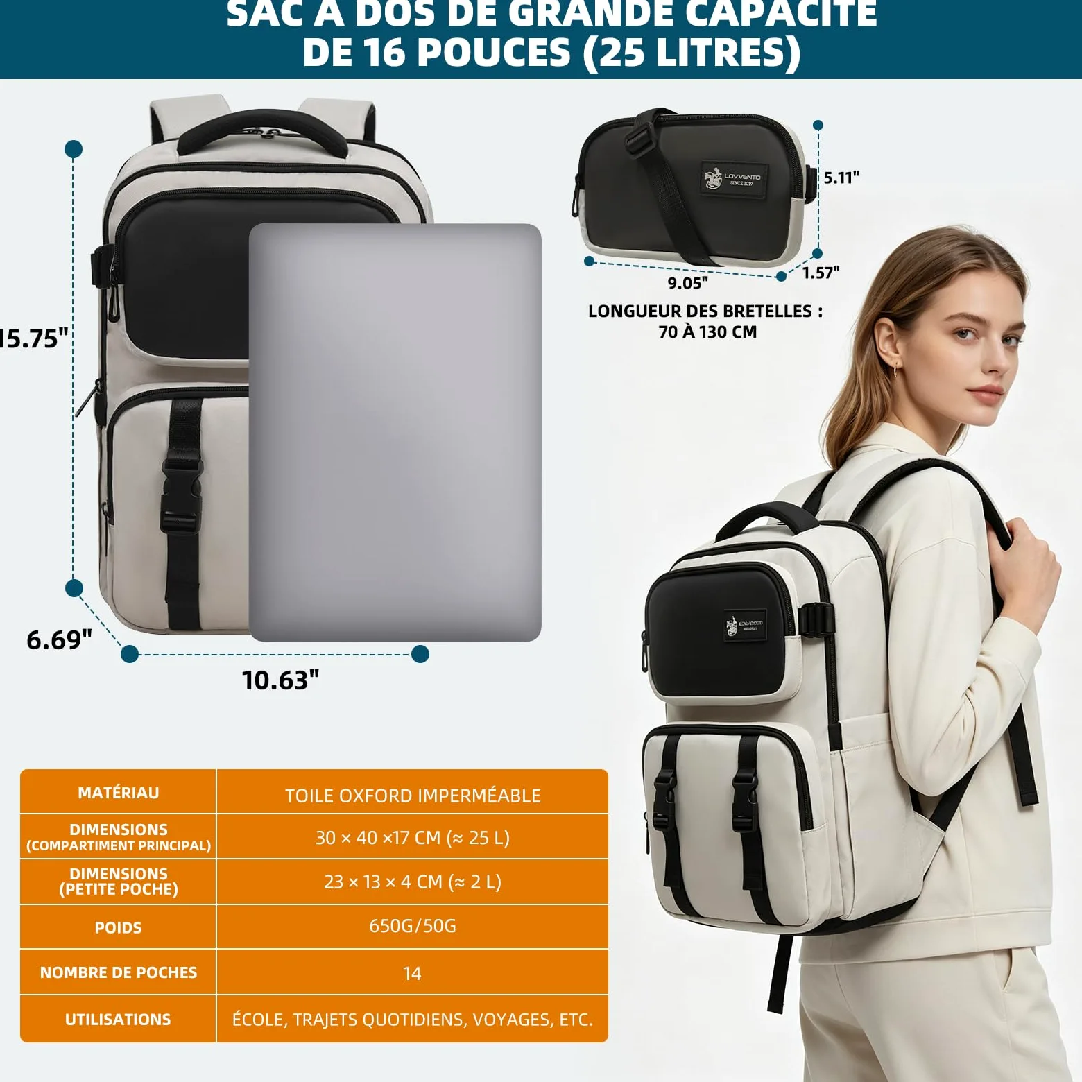 Sac à dos Isotherme, sac à dos Isotherme étanche et anti-fuites pour Hommes et Femmes, idéal pour la Plage, les Pique-niques, le Camping, les Voyages et la Pêche