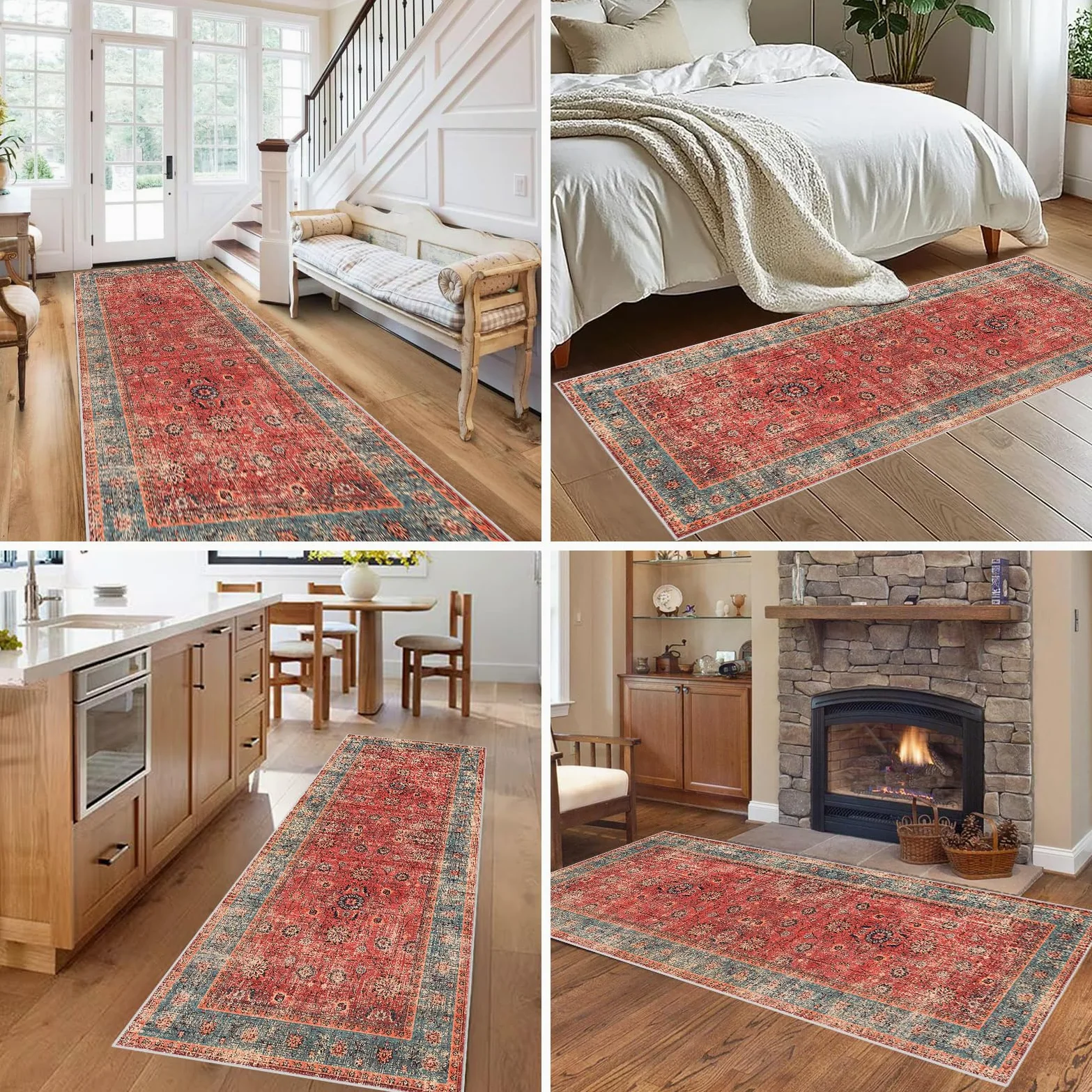 Tapis de Passage Couloir Cuisine Long 80 x 150 cm Tapis Cuisine Devant Evier Antidérapant Lavable Tapis de Sol d'Entrée Intérieur Tapis Couloir Absorbant Paillasson Long Tapis de Porte pour Escalier