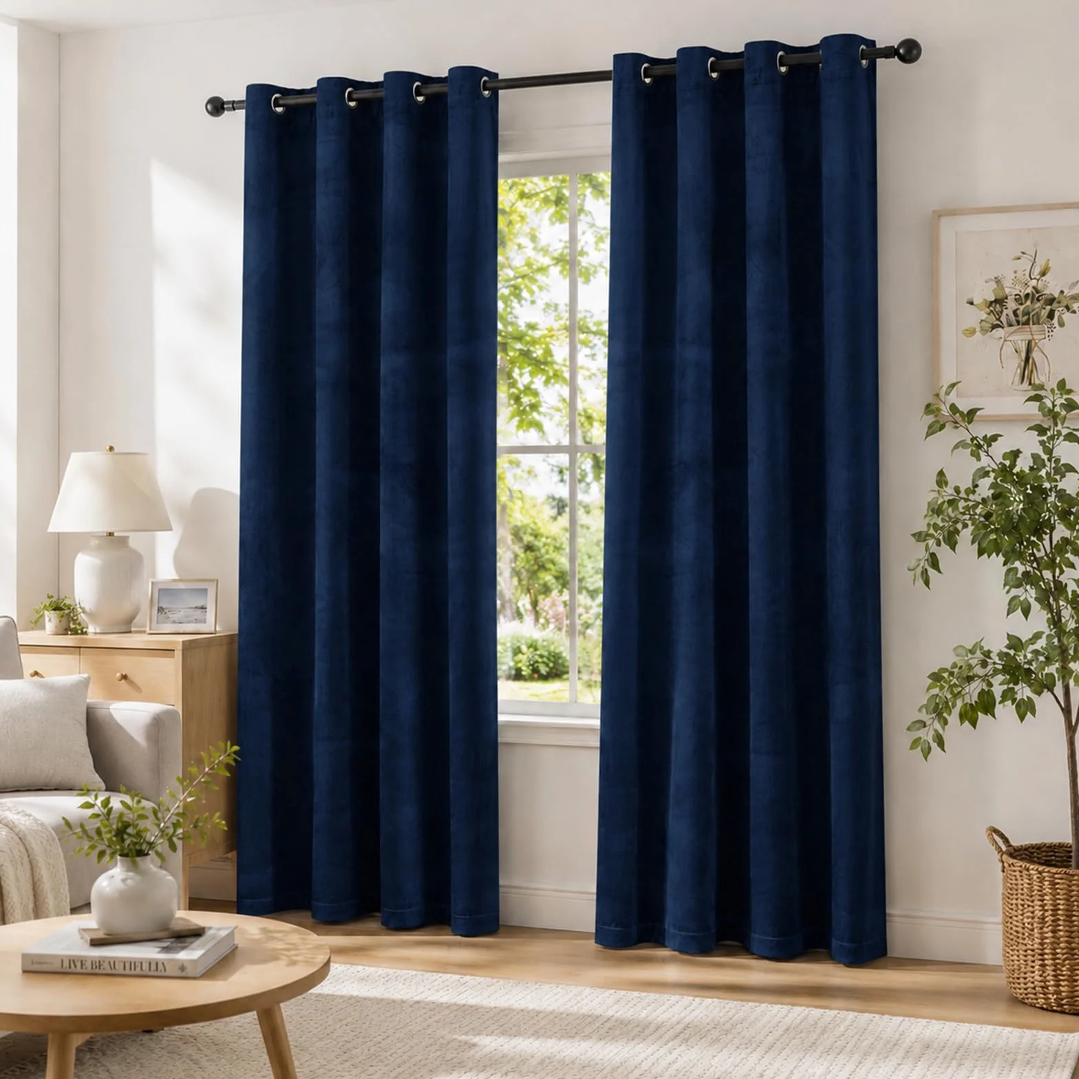 Ystyle Rideau Occultant Velours Lot De 2, 140x300cm, Bleu Foncé | Rideaux Salon Rideau Thermique Isolant Anti Chaud Intérieurs, Rideau Phonique Anti Bruit, Moderne Chambre Maison Dressing
