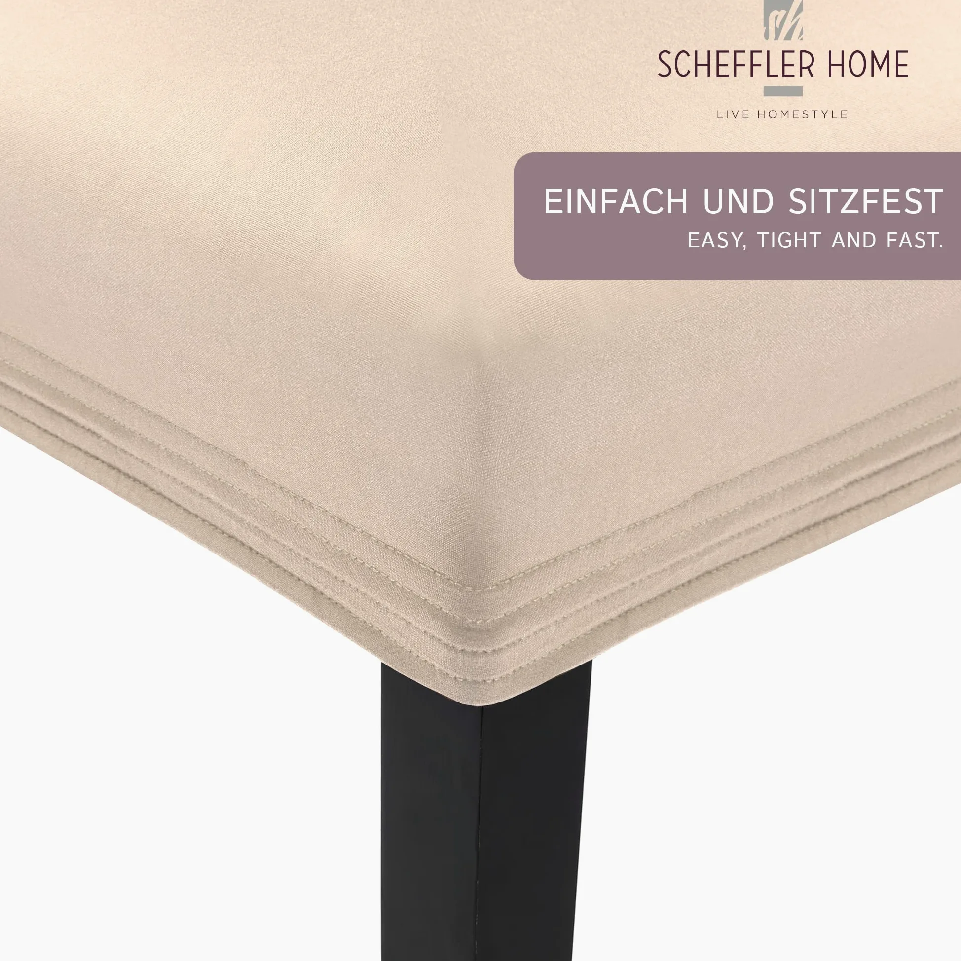 SCHEFFLER-Home Housse de Chaise Extensible Leni / Set de 6 / Pour chaises à Haut Dossier / Lavable