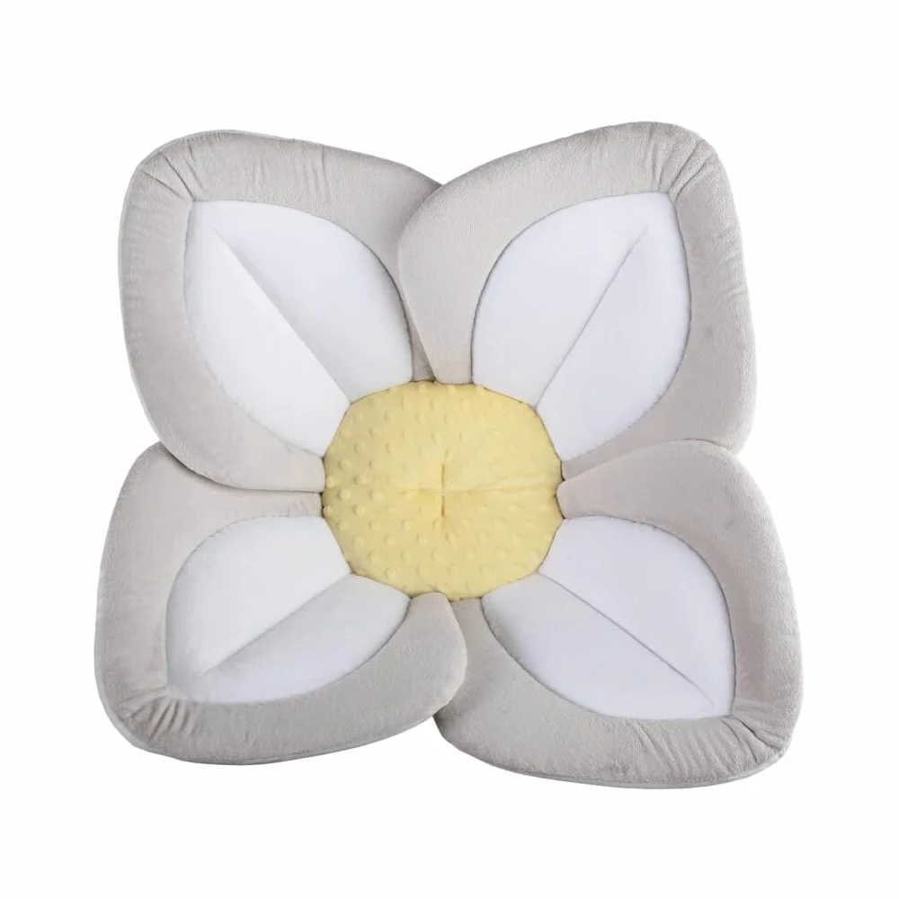 Siège de Bain pour bébé Fleur de Bain Tapis en Maille Coussin de Baignoire Gris 80cm