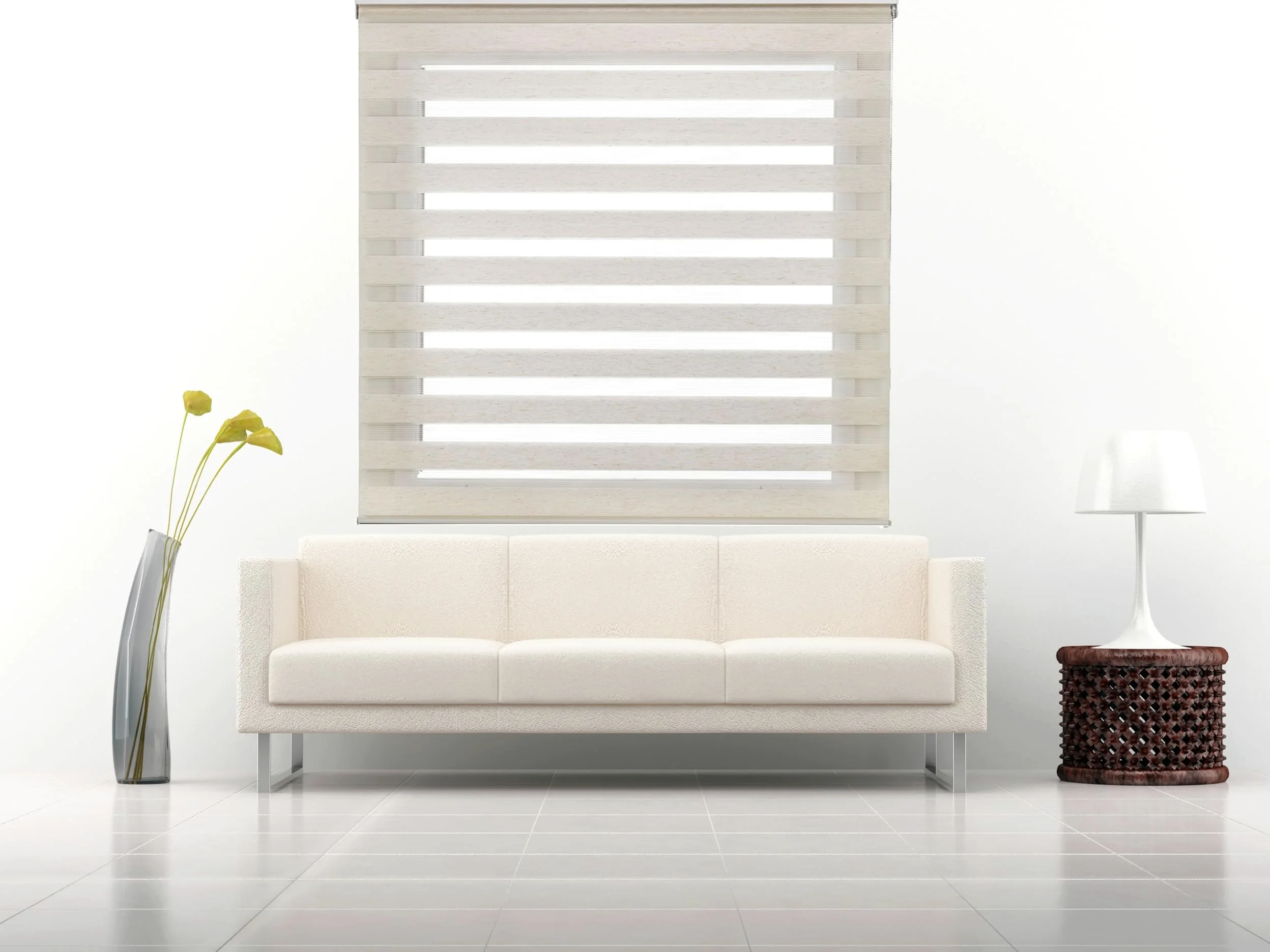 Estoralis | Vera | Store Enrouleur Jour Nuit Moderne | Double Tissu Uni | Lin | 125 x 180 cm. (Largeur/Hauteur) Taille du Tissu 122 x 175 cm. | Stores pour fenêtres et Portes