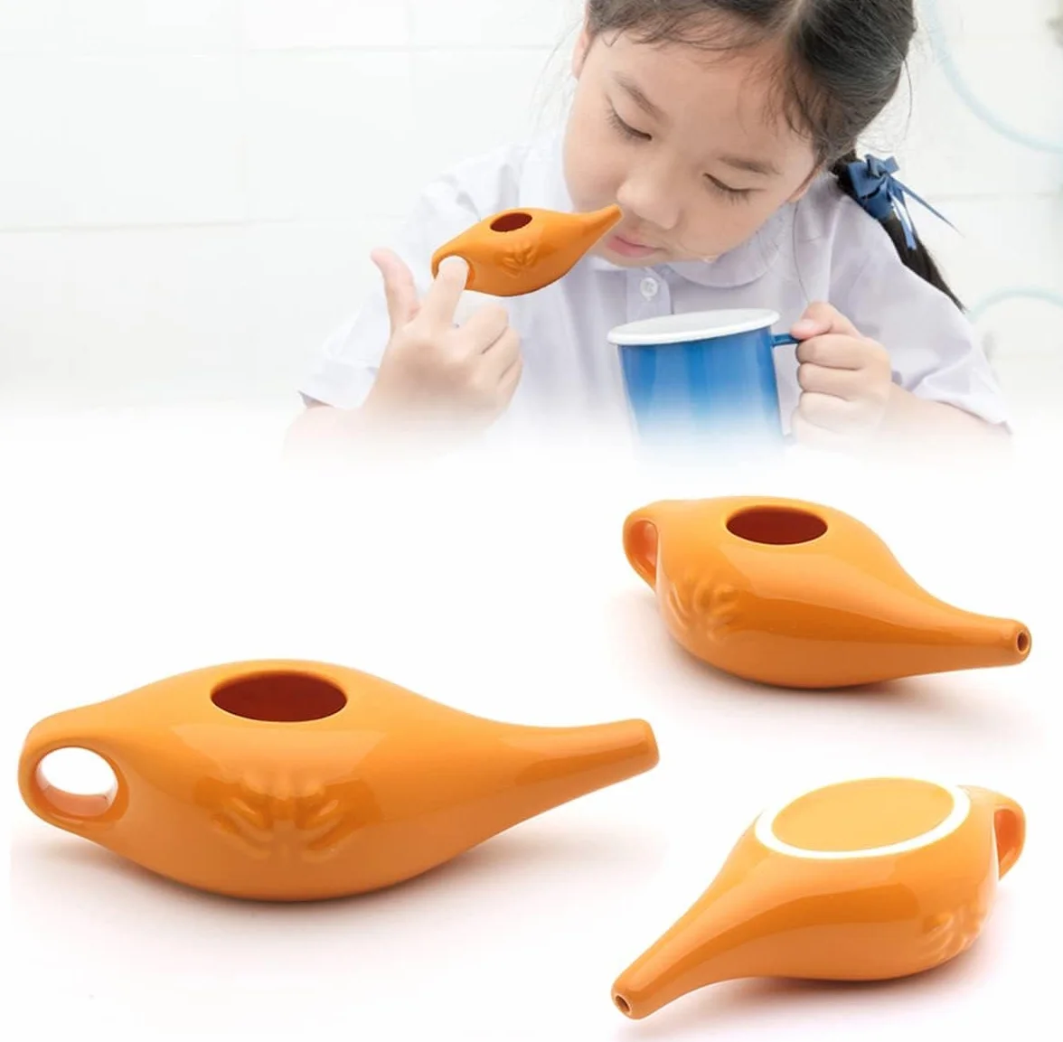 Pot de nettoyage de nez en céramique 250 ml étanche bec verseur rinçage nasal
