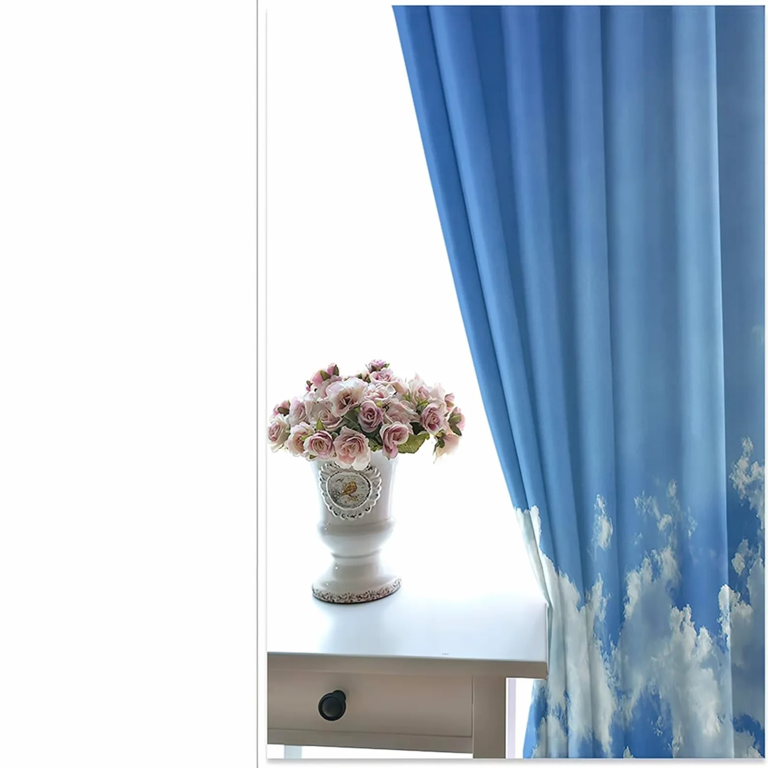 1 Paire Rideau Occultant Fenetre, Rideaux Opaque Occultant à Oeillets Paysage de Ciel et de Nuages Rideau de Fenêtre pour Chambre Salon Intérieurs, 86x214 CM(LxH), Bleu