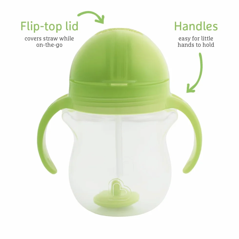 Munchkin Ensemble Tasses à Paille Click Lock Tip & Sip 7 oz 207 ml Pack de 2 Vert/Bleu