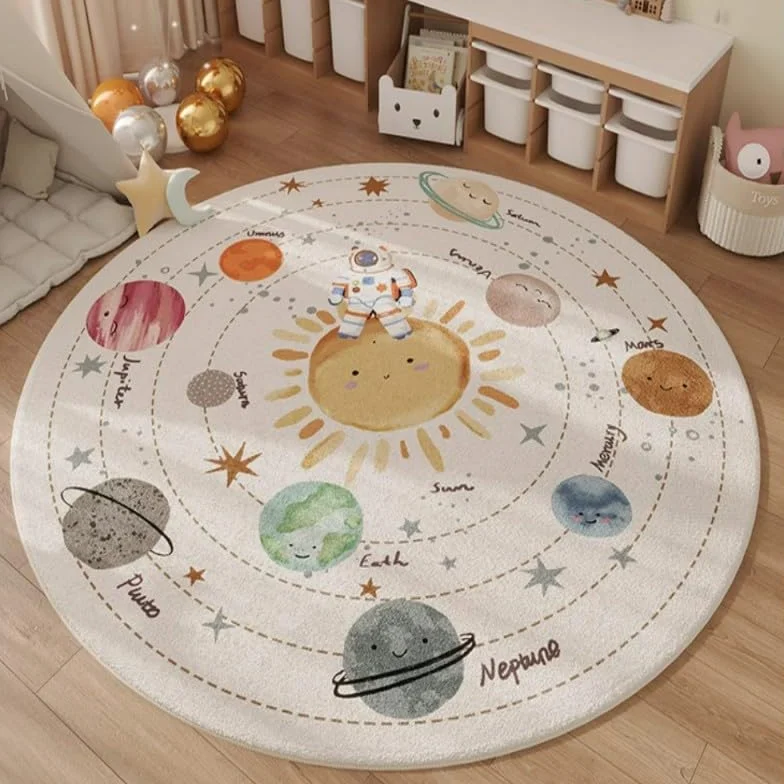 Poowe Tapis éducatif Système Solaire pour enfants 100 cm rond