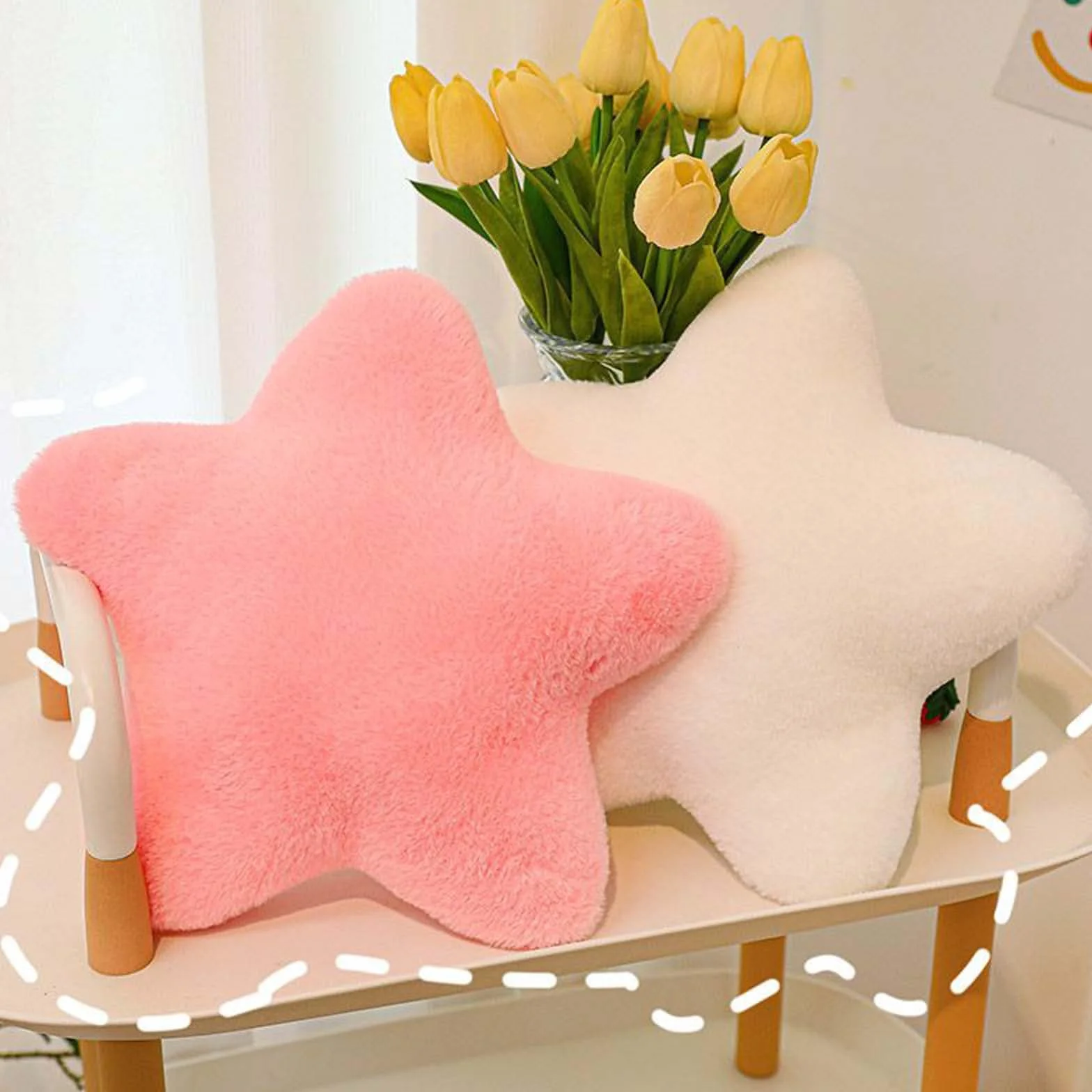 Coussin décoratif en forme d'étoile 30 cm Blanc laiteux pour enfant