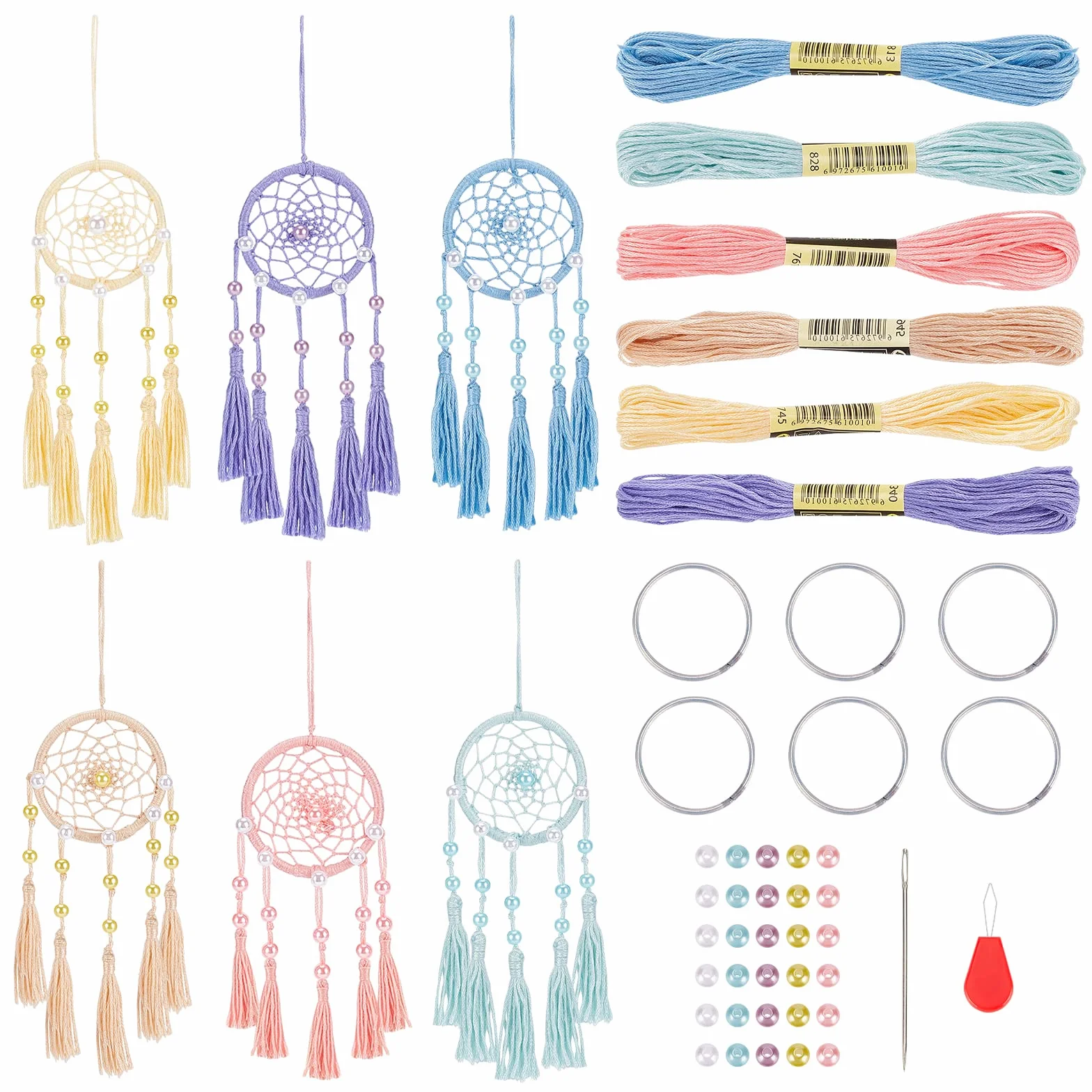 Kit attrape-rêves à faire soi-même Lot de 6 mini attrape-rêves pour sac pendentif porte-clés miroir voiture