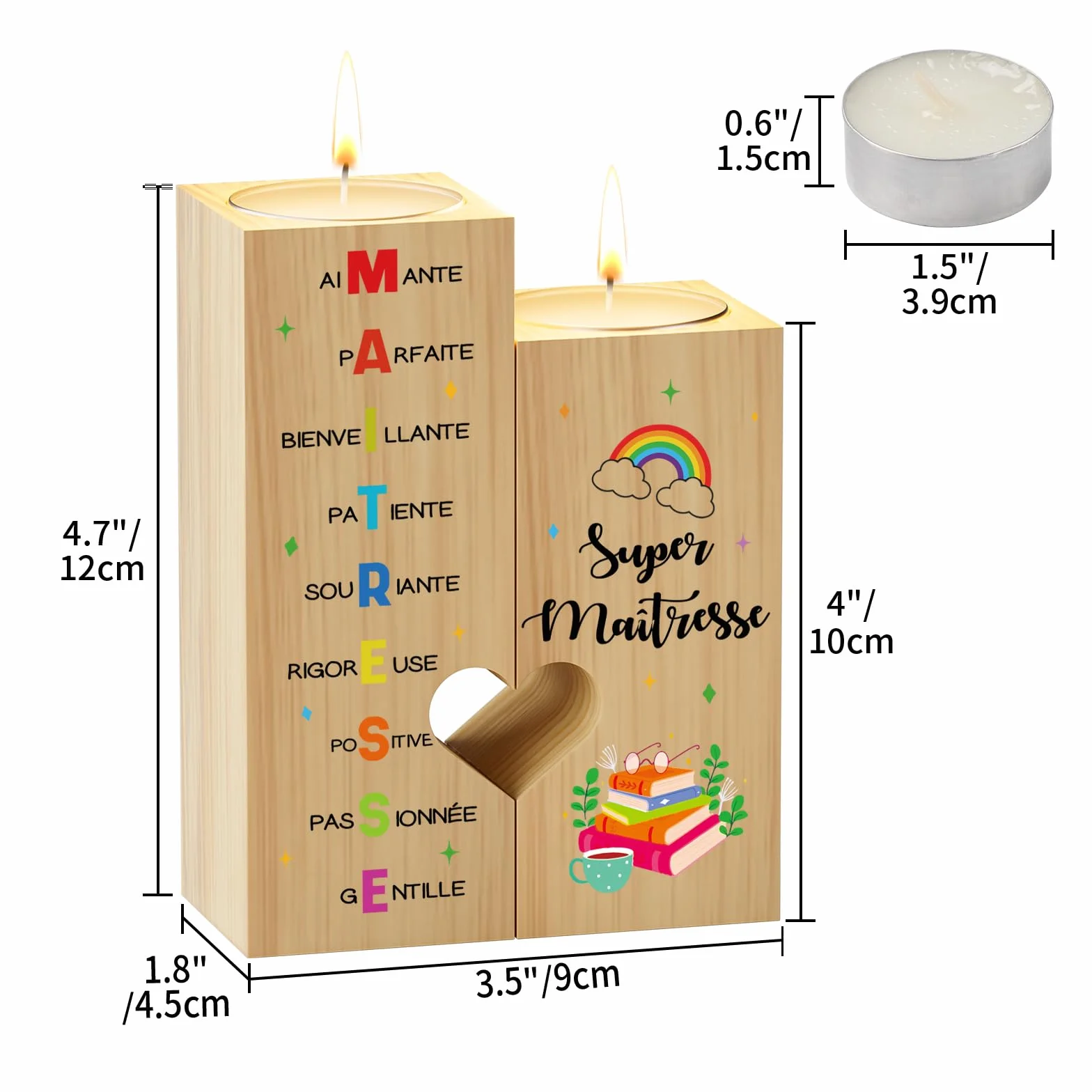 Candélabre Cadeau Maitresse d'école Fin d'année Merci Meilleur Cadeaux Femmes Professeur