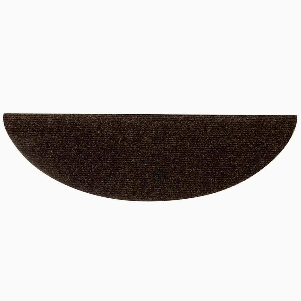 Lot de 5 tapis d'escalier autocollants - 56 x 17 x 3 cm - Marron - Semi-circulaire - Avec design antidérapant - Pour escaliers en bois et intérieur - Isolation acoustique et sécurité
