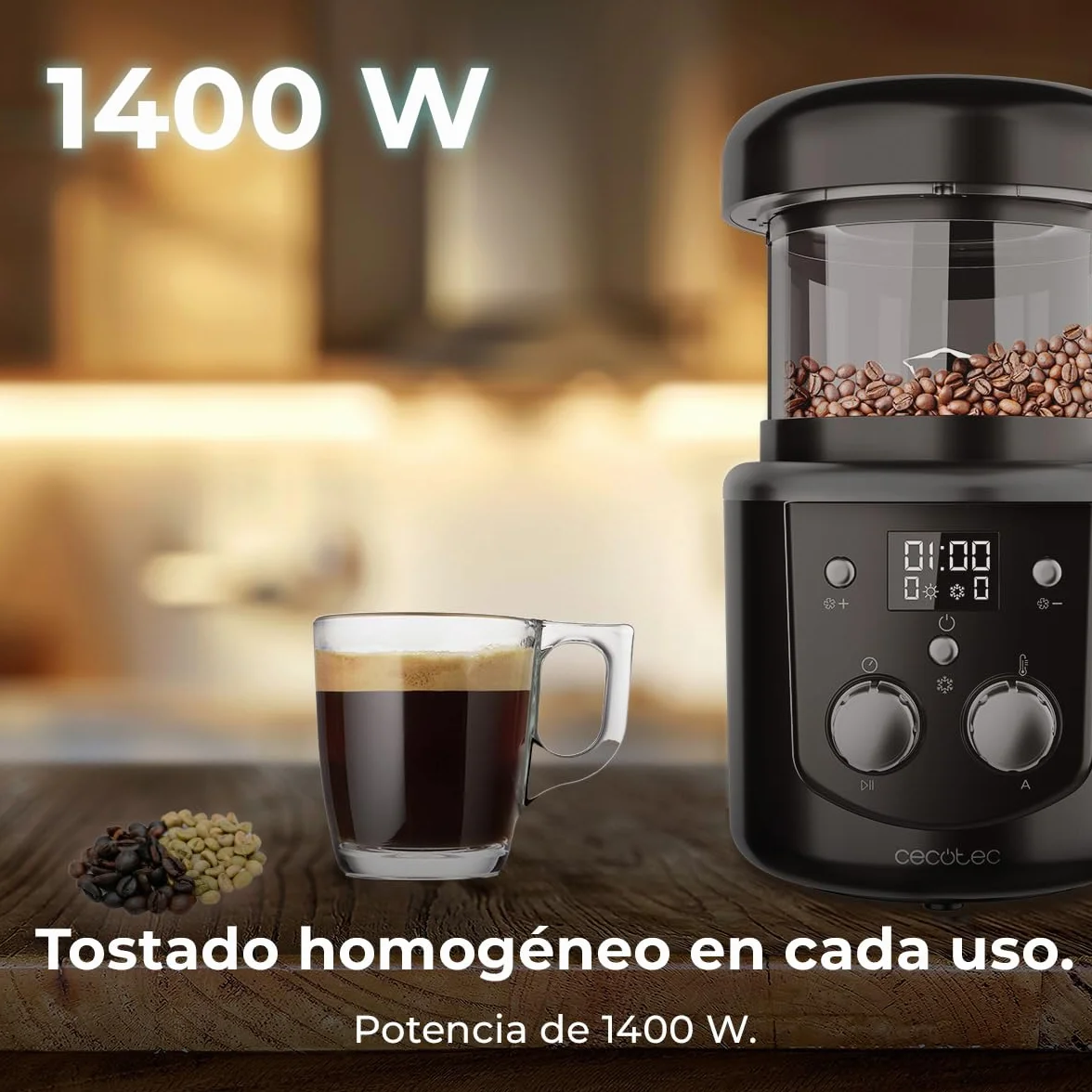 Cecotec Torréfacteur Café Grains Électrique 1400W Torréfaction Automatique Manuelle Capacité 100-150g