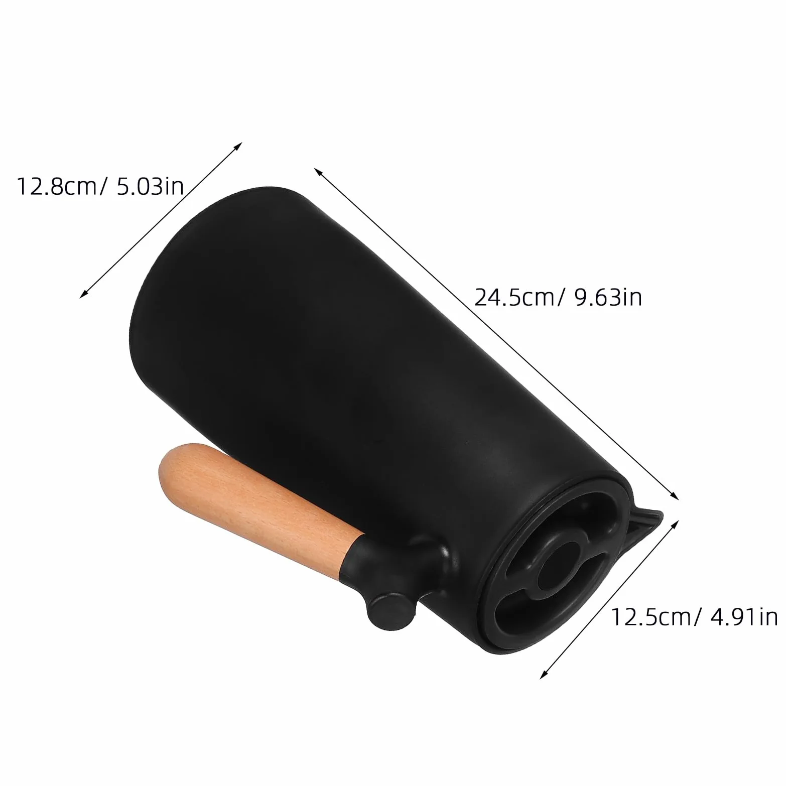 BESPORTBLE Bouteille Isotherme 1l Doublure en Verre et Coque Plastique, Poignée en Bois Élégante, Isolation Thermique sans Odeur pour Bureau et Maison