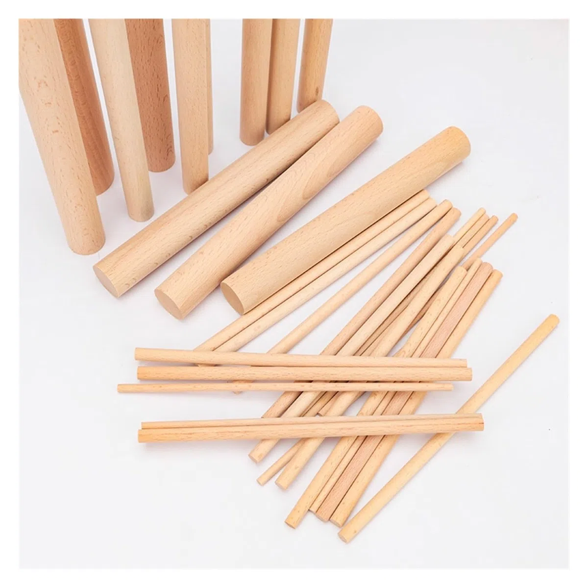 Batonnet En Bois 1/2/5/10Pcs Round Wooden Stick 400mm Long DIY Wood Handmade 10/12/14/16/18/20/22/25/28//30/35/40/45/50/60mm Diameter Woodworking(10pcs 400mm,50mm)