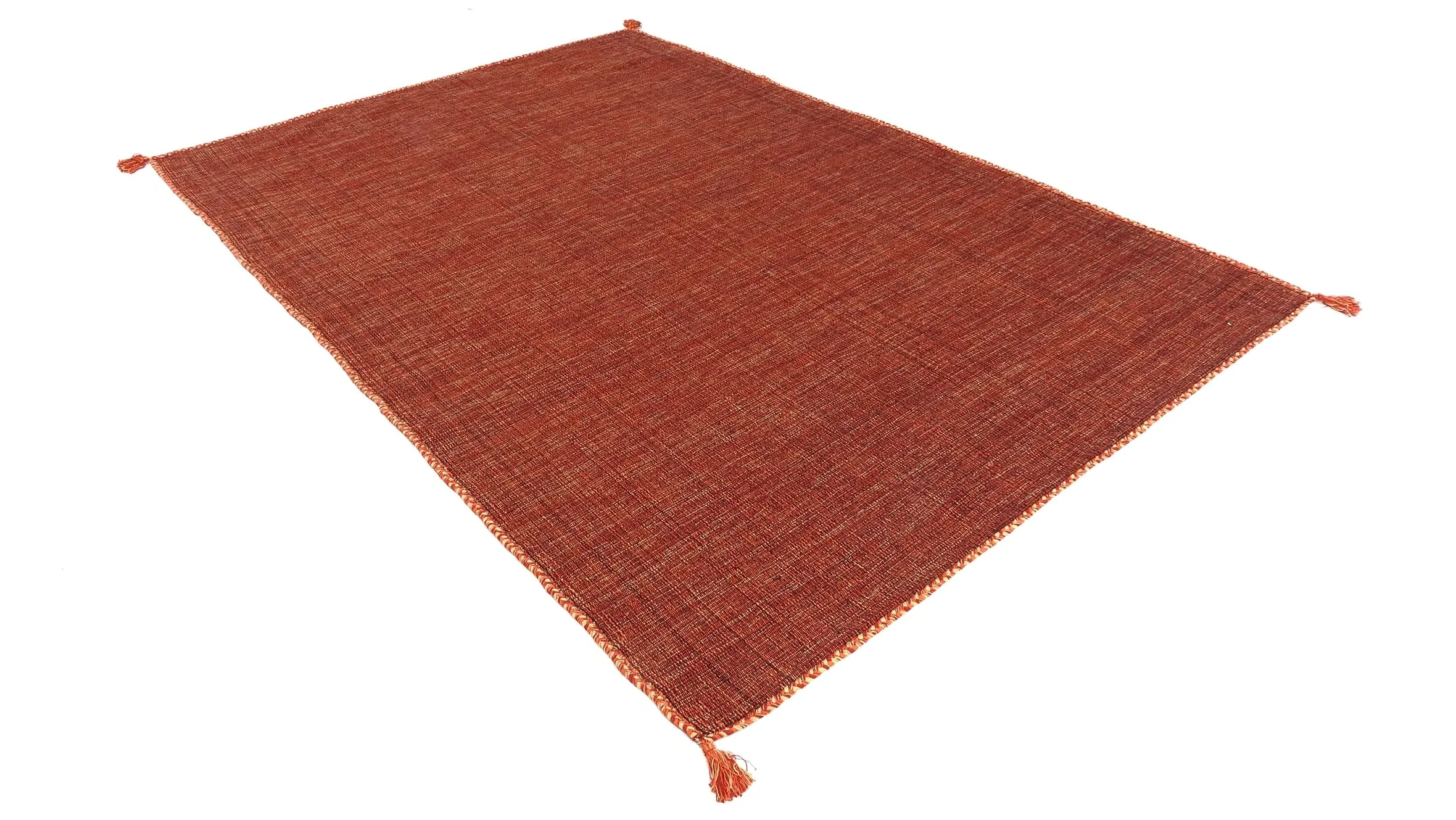 Kelim FRANSI Tapis uni tissé à la main, Tapis intérieur Orange 70 x 140 cm