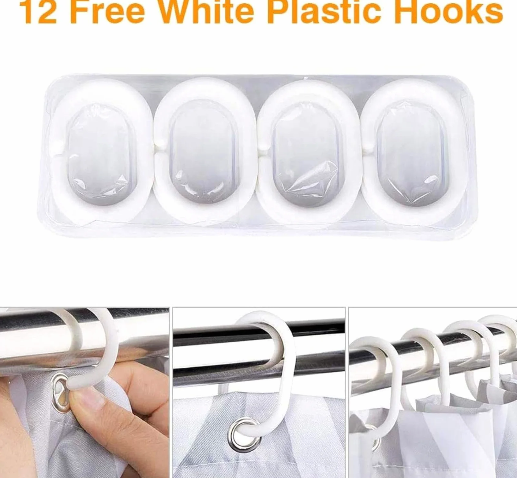 Rideau de douche lavable avec bordure noire, résistant à la moisissure, idéal pour salle de bain, baignoire, imperméable, durable, facile à nettoyer, design élégant