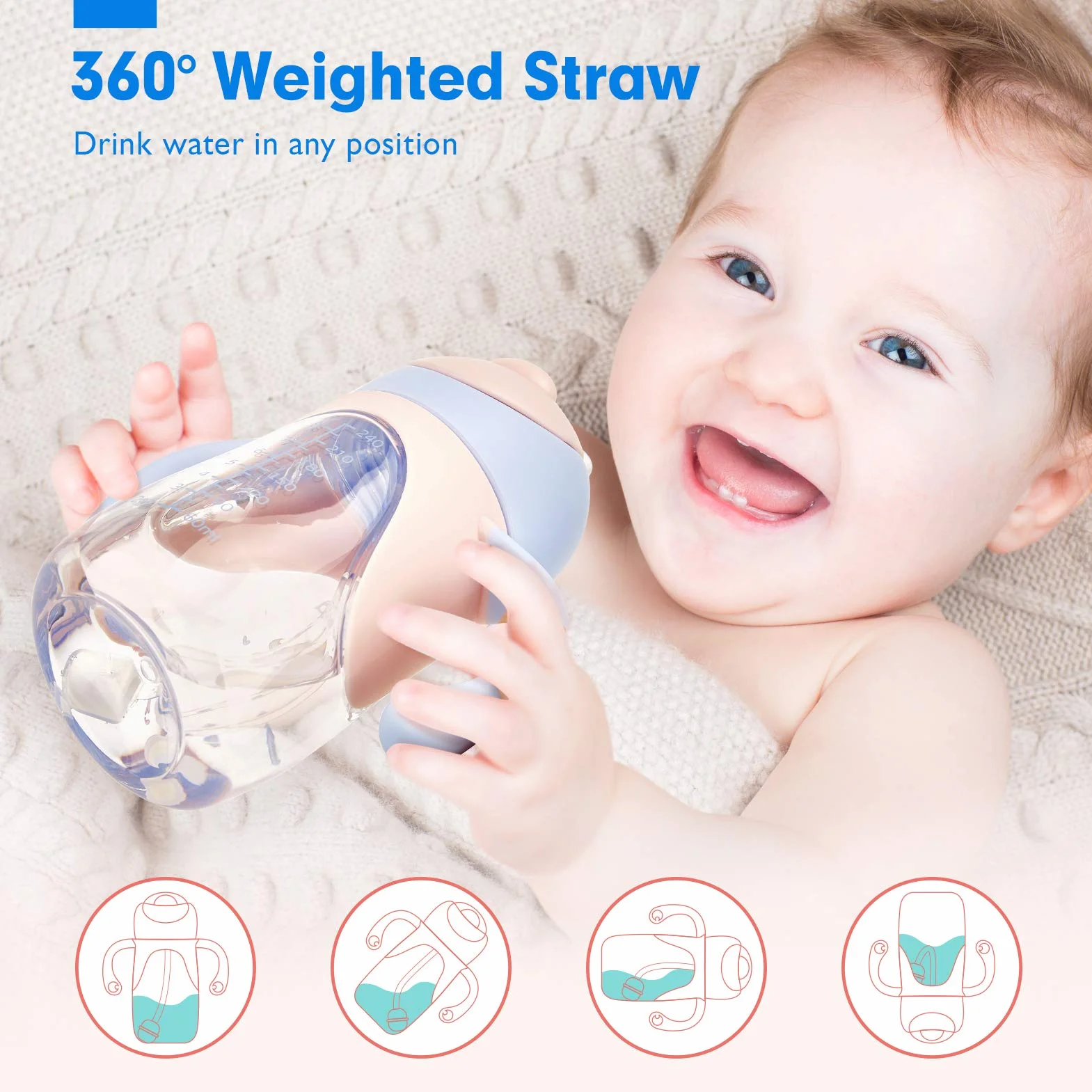 hahaland Tasse Paille Enfant 2 en 1 240ml 100% Étanche Anti-fuite