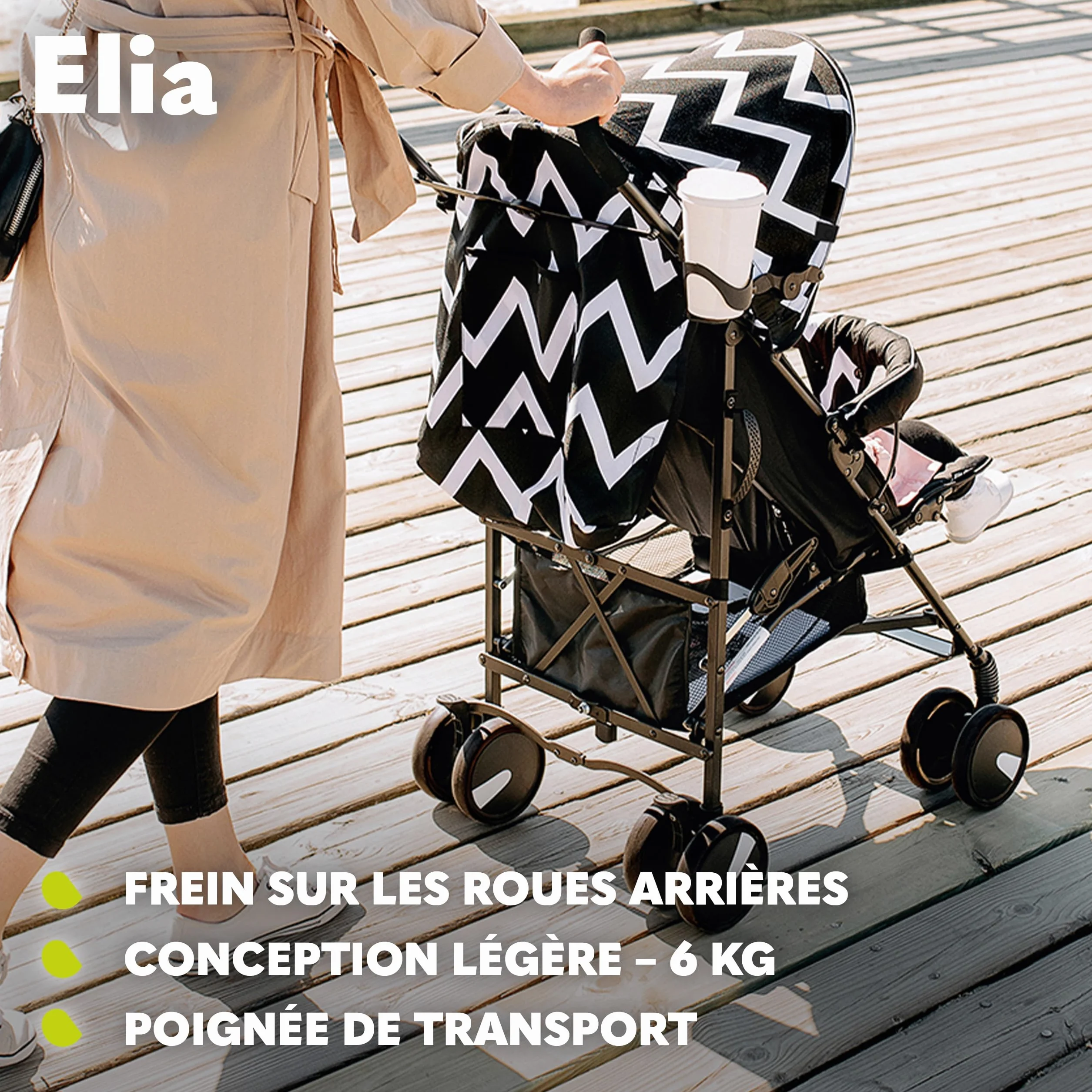 LIONELO Elia poussette canne 15 kg réglage dossier position couchée grand panier pliage rapide moustiquaire